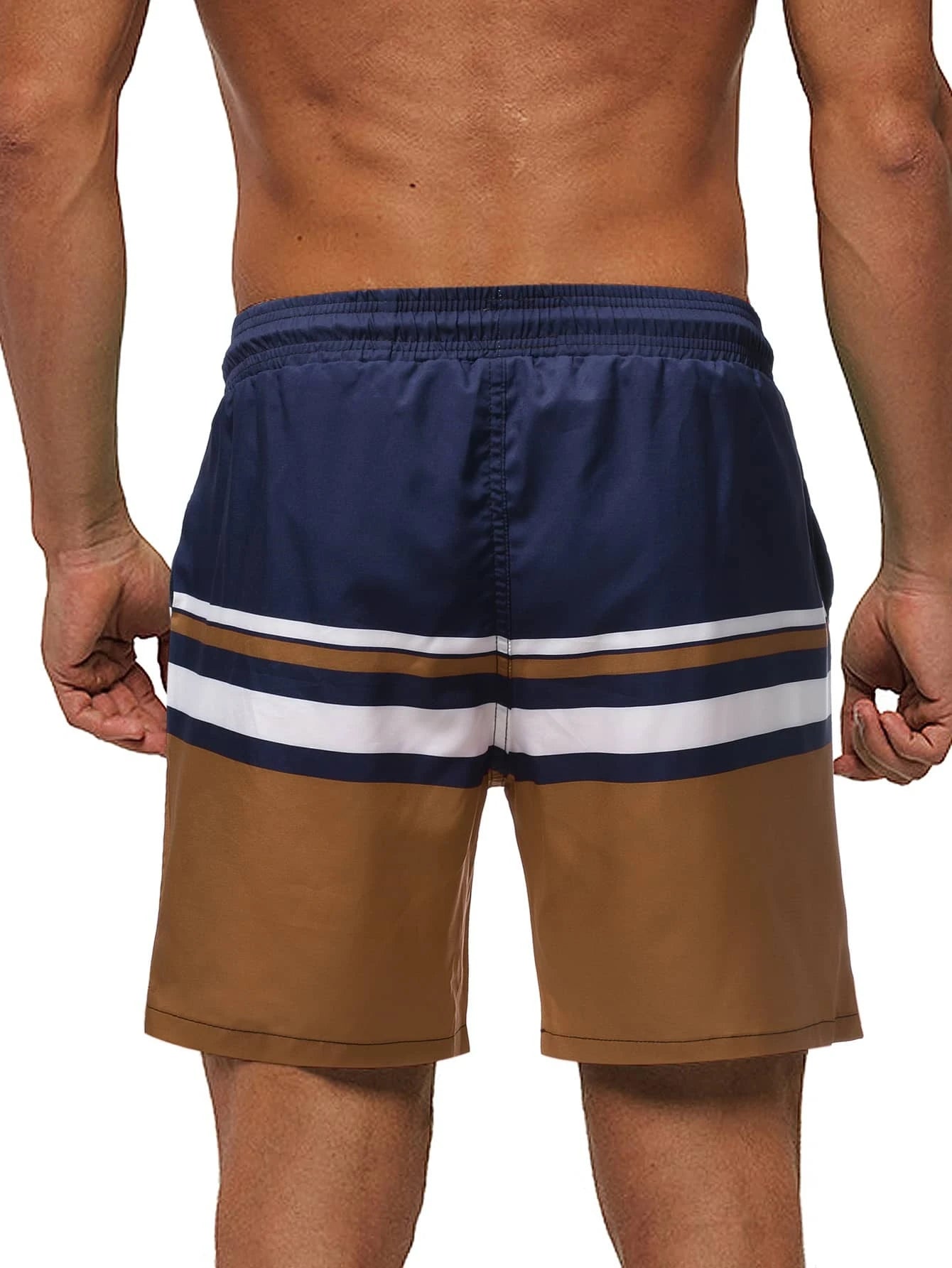 Striped Print Comfort Swim Shorts-Waves And Trunks