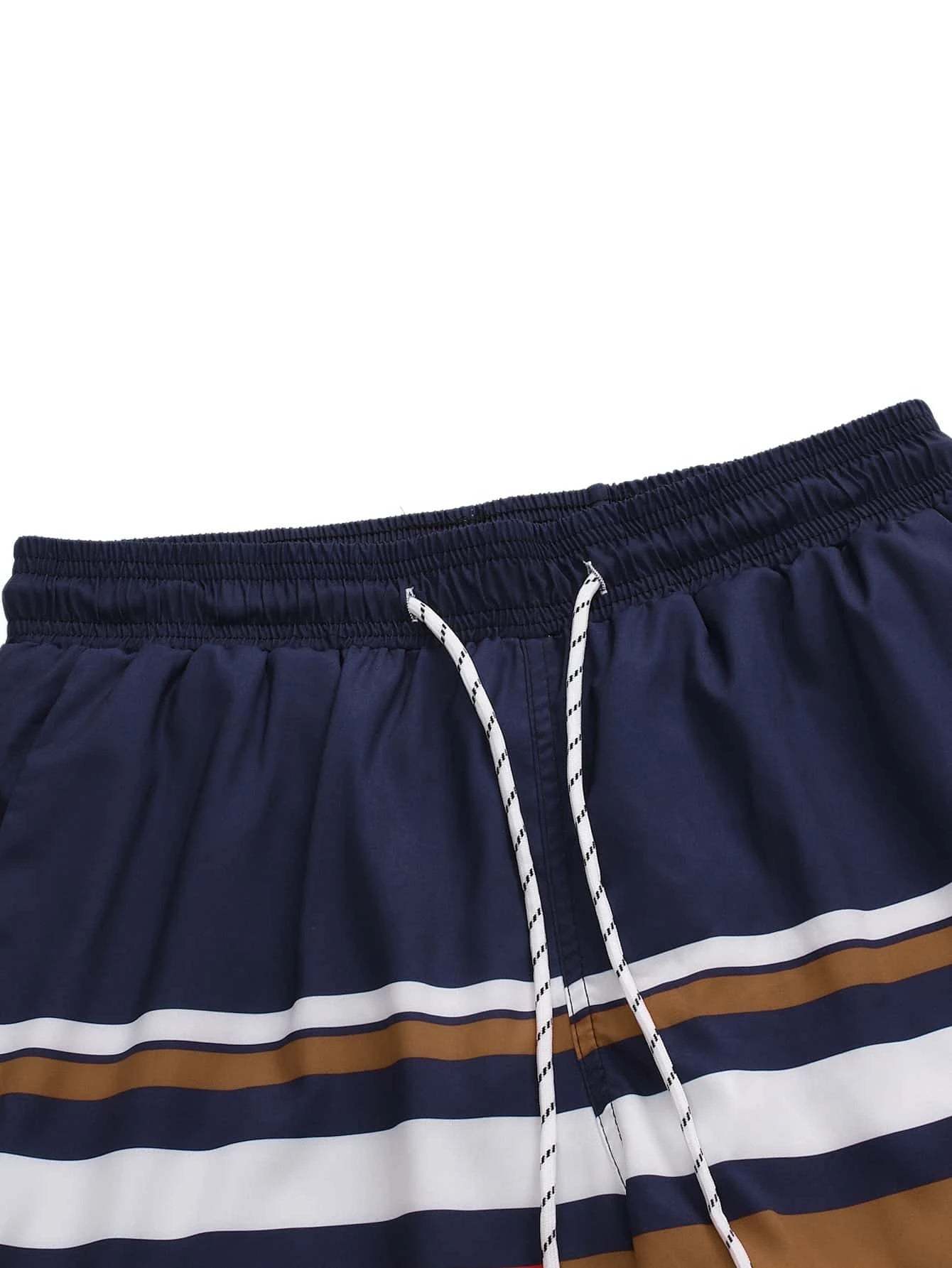 Striped Print Comfort Swim Shorts-Waves And Trunks