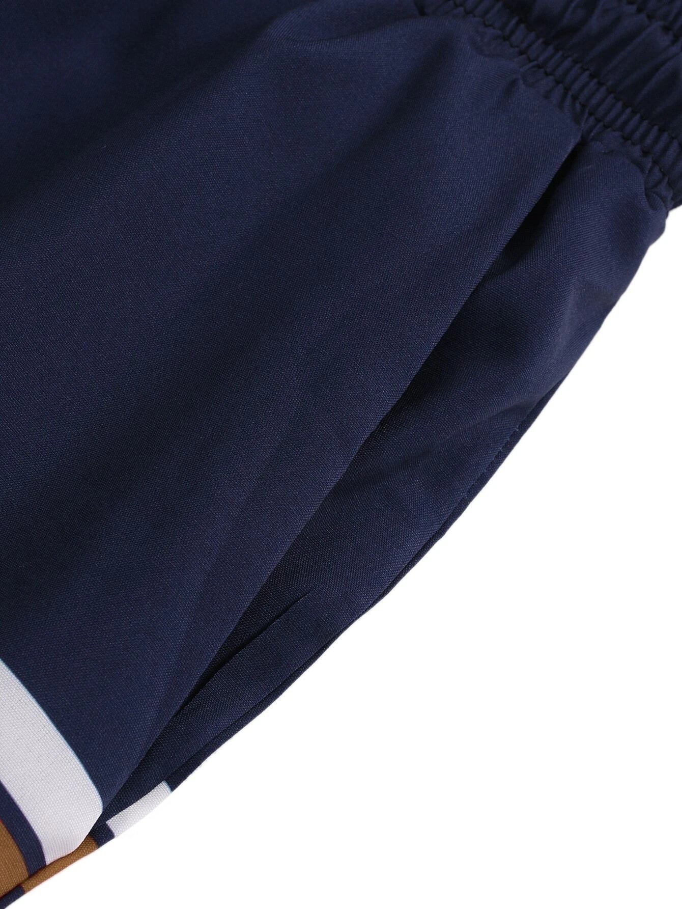 Striped Print Comfort Swim Shorts-Waves And Trunks