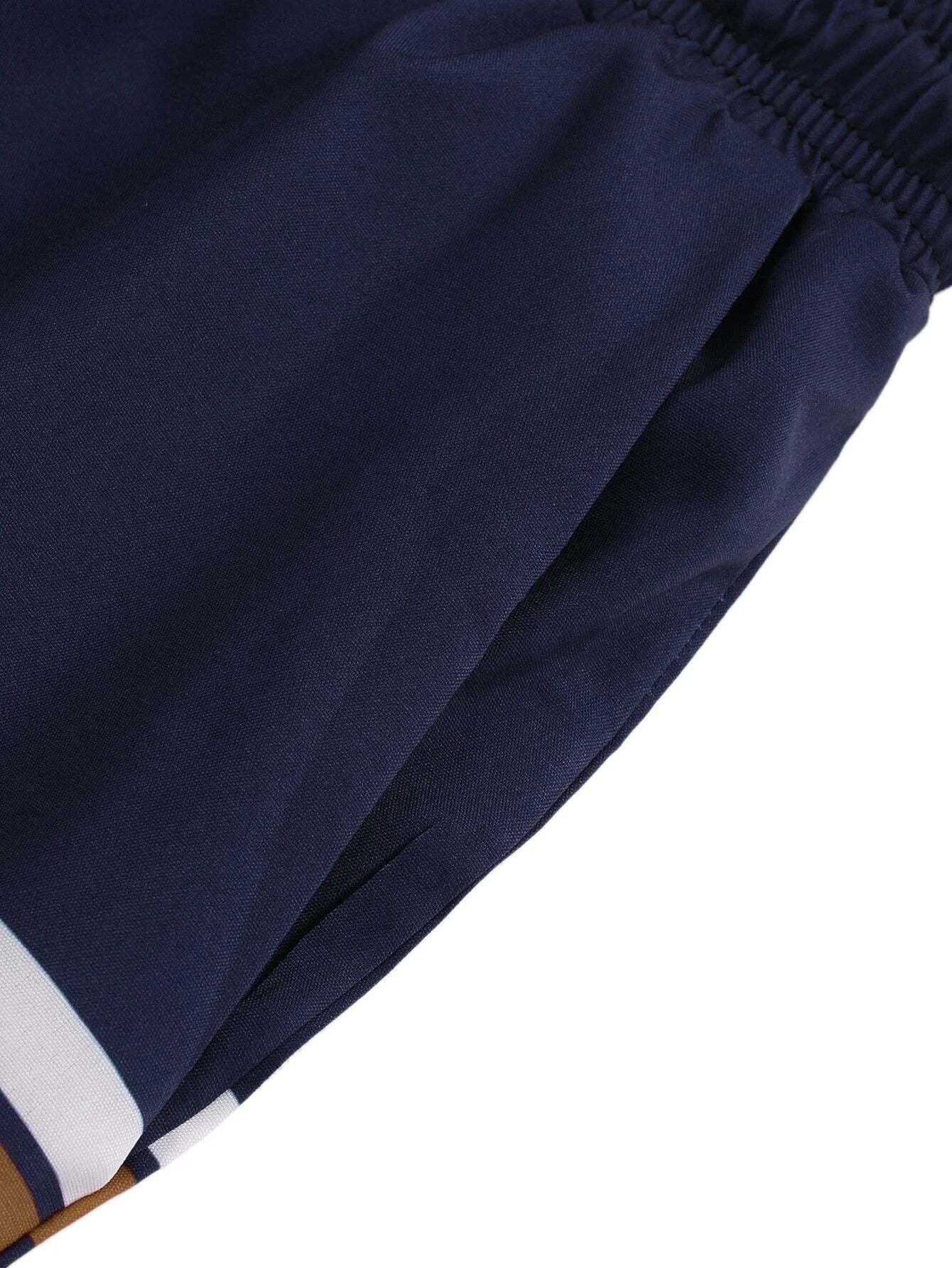 Striped Print Comfort Swim Shorts-Waves And Trunks