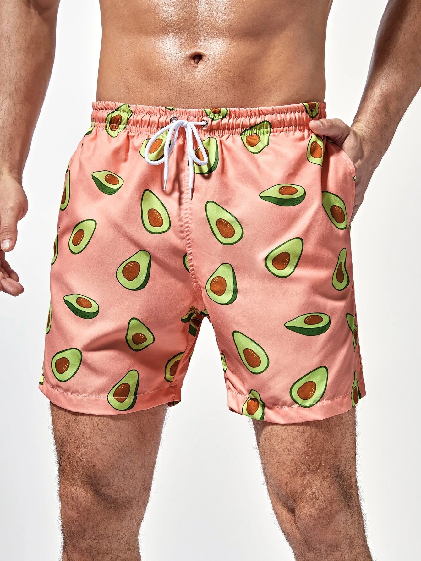 Print Grommet Drawstring Waist Swim Trunks-Waves And Trunks