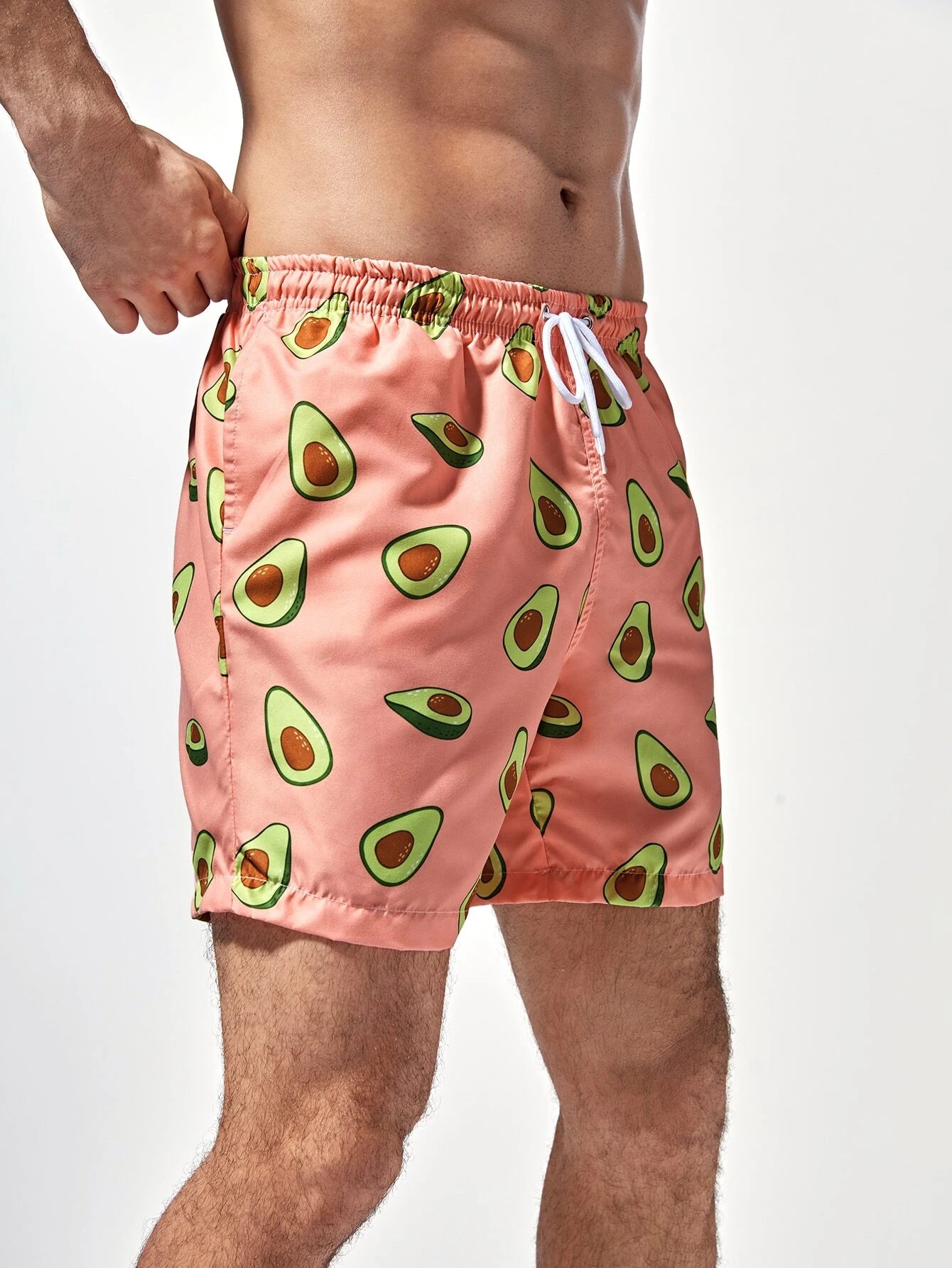 Print Grommet Drawstring Waist Swim Trunks-Waves And Trunks