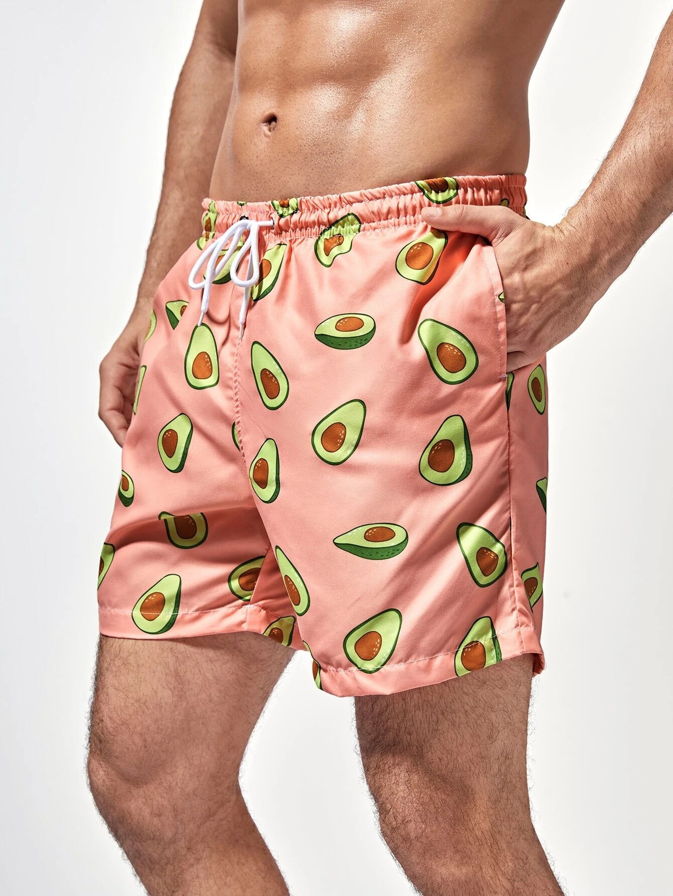 Print Grommet Drawstring Waist Swim Trunks-Waves And Trunks