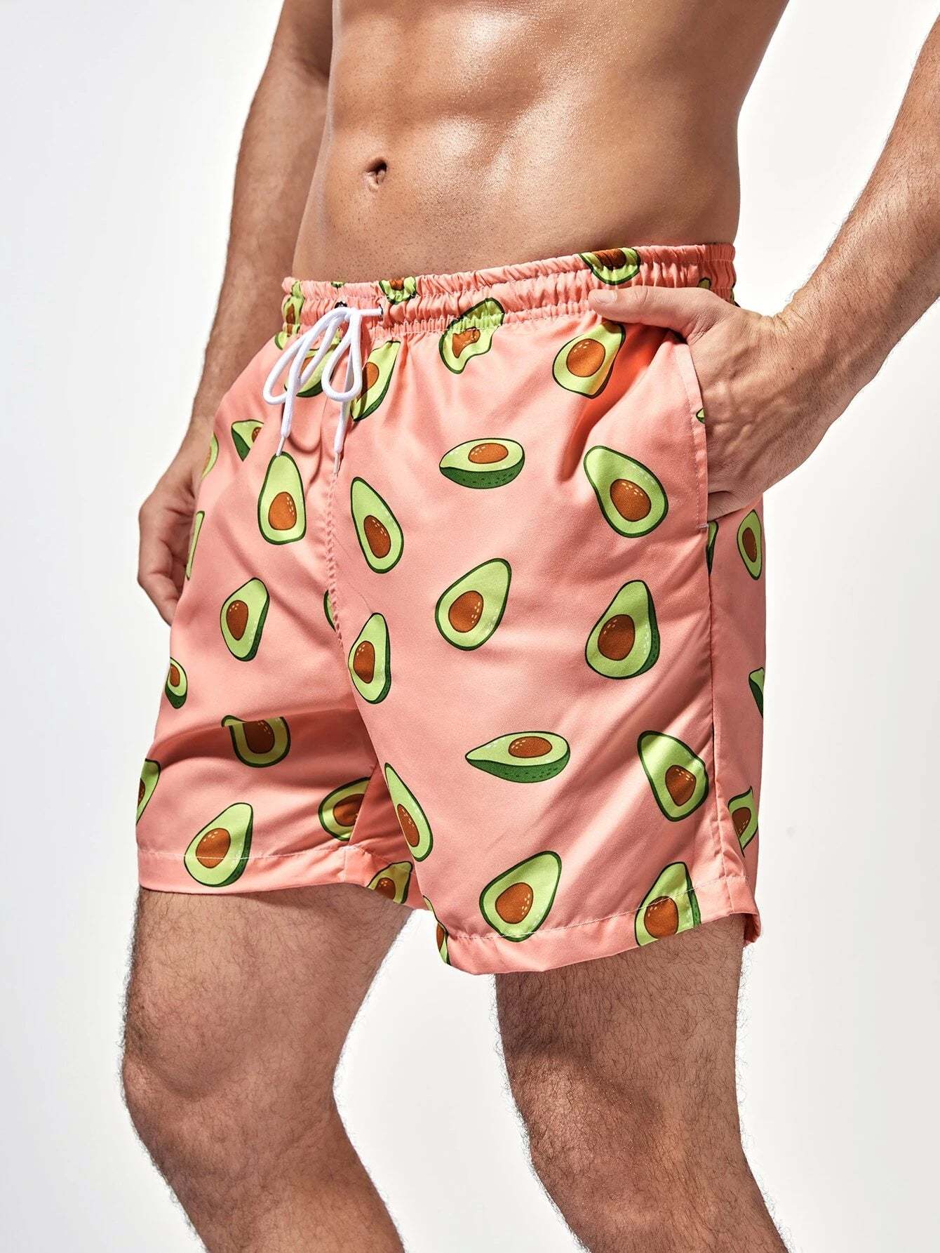 Print Grommet Drawstring Waist Swim Trunks-Waves And Trunks