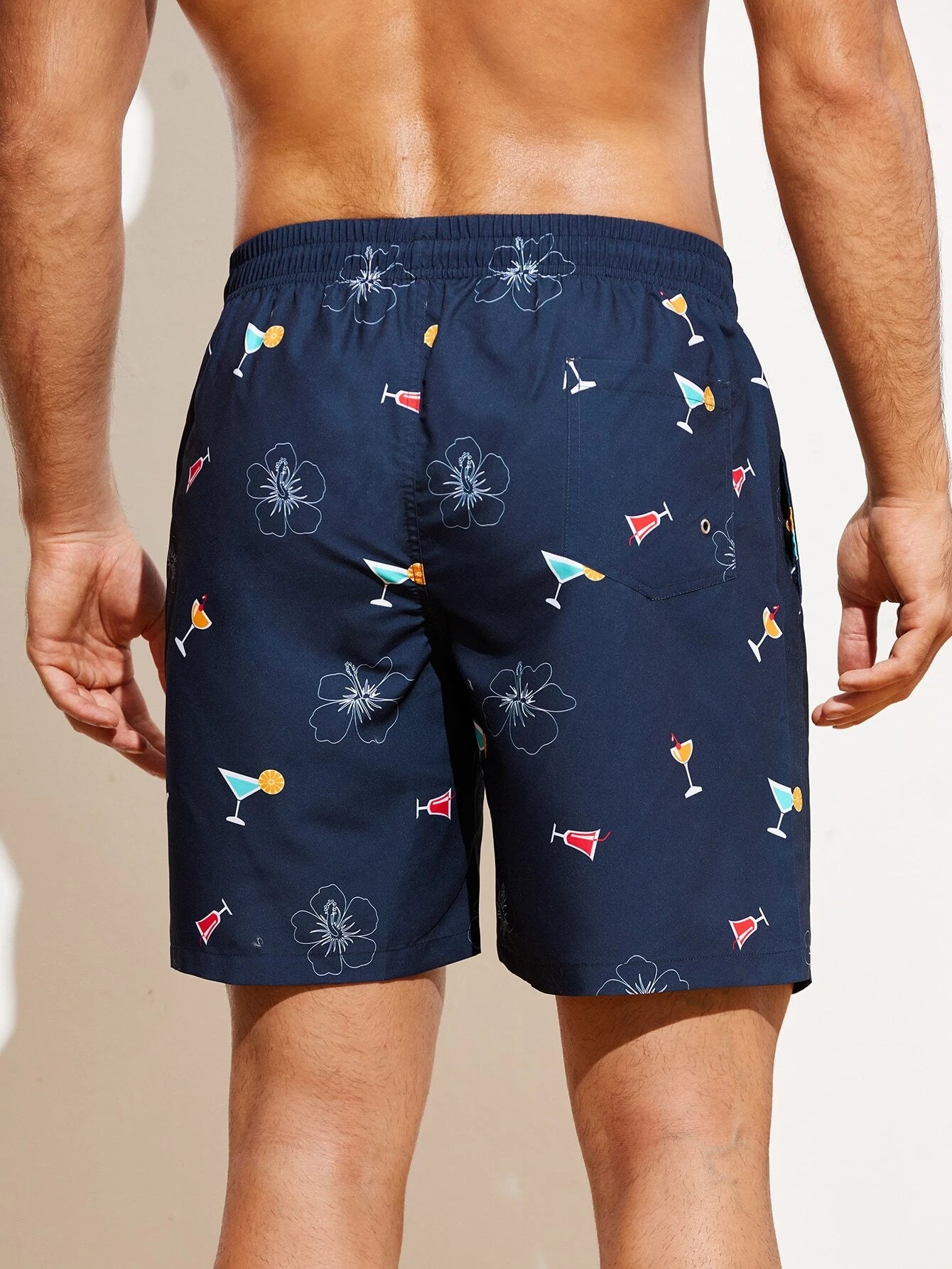 Beverage And Floral Print Swim Shorts-Waves And Trunks