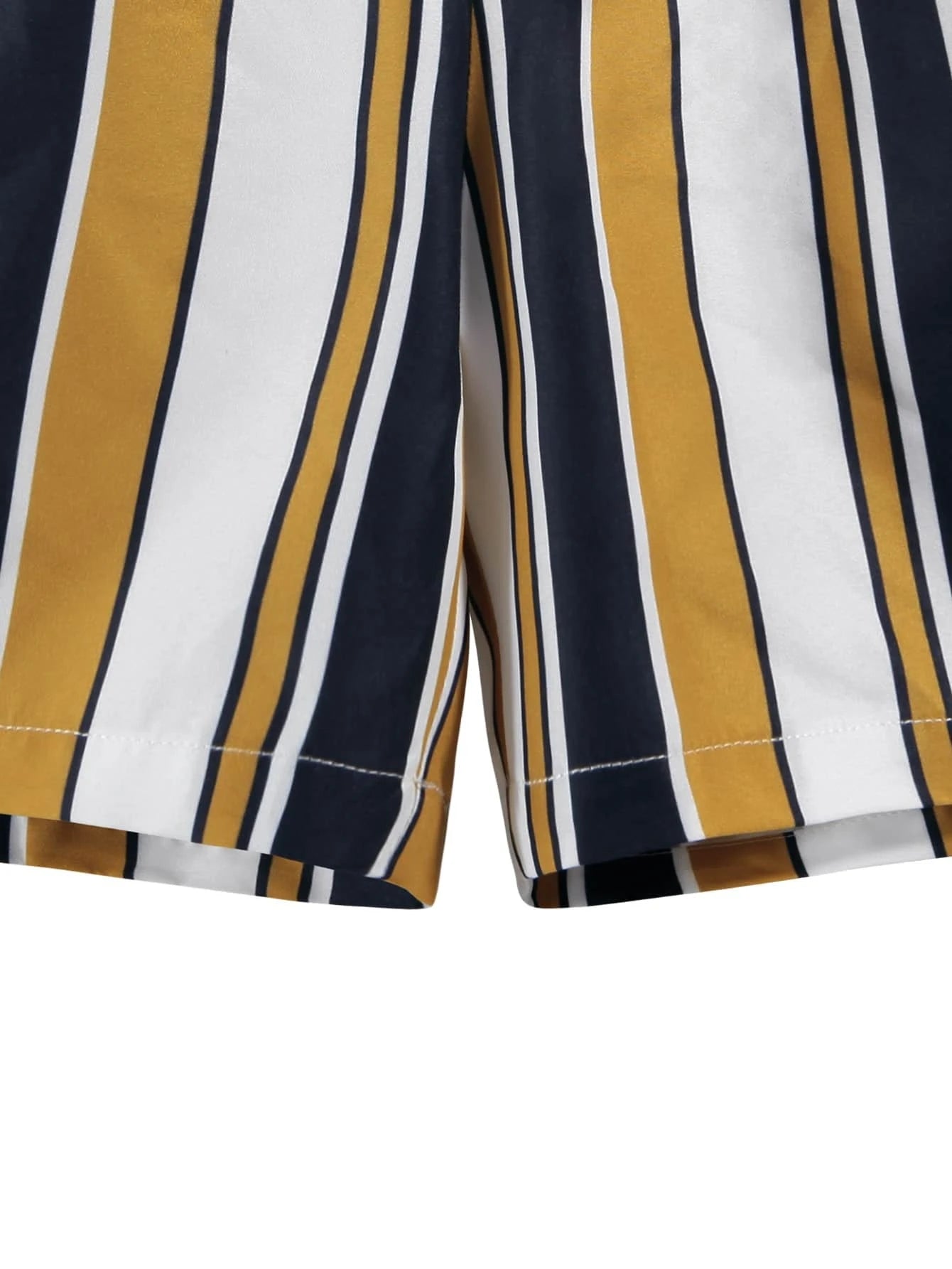 Striped Swim Short With Drawstring Waist-Waves And Trunks