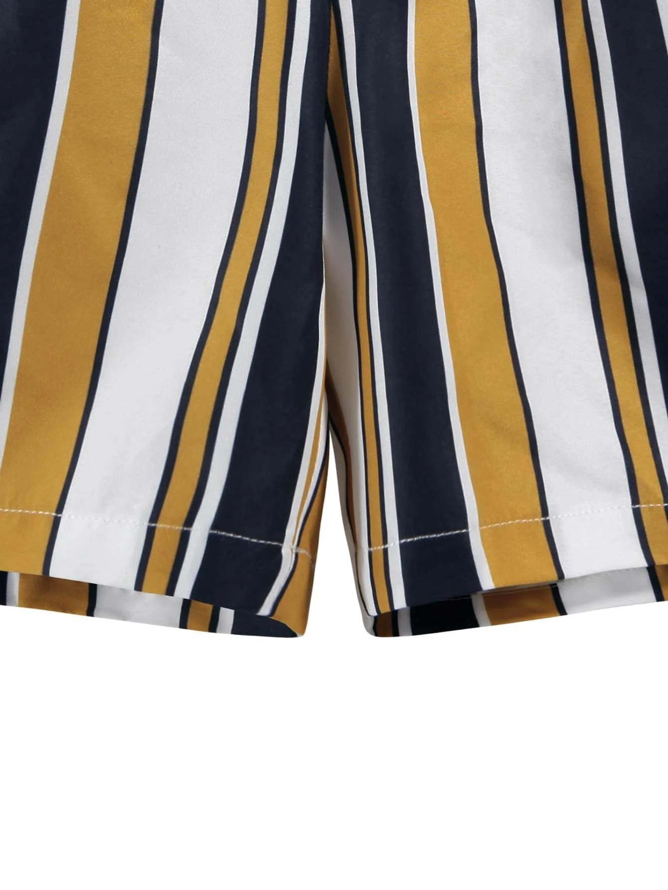 Striped Swim Short With Drawstring Waist-Waves And Trunks