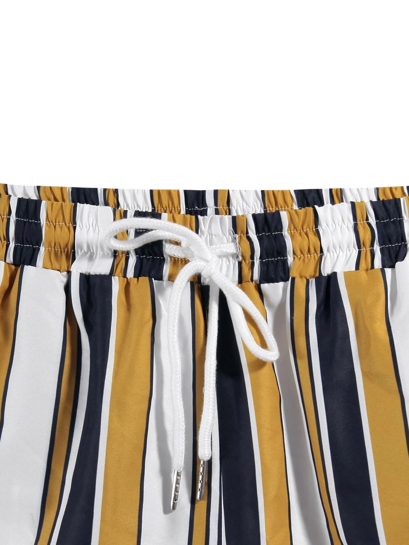 Striped Swim Short With Drawstring Waist-Waves And Trunks