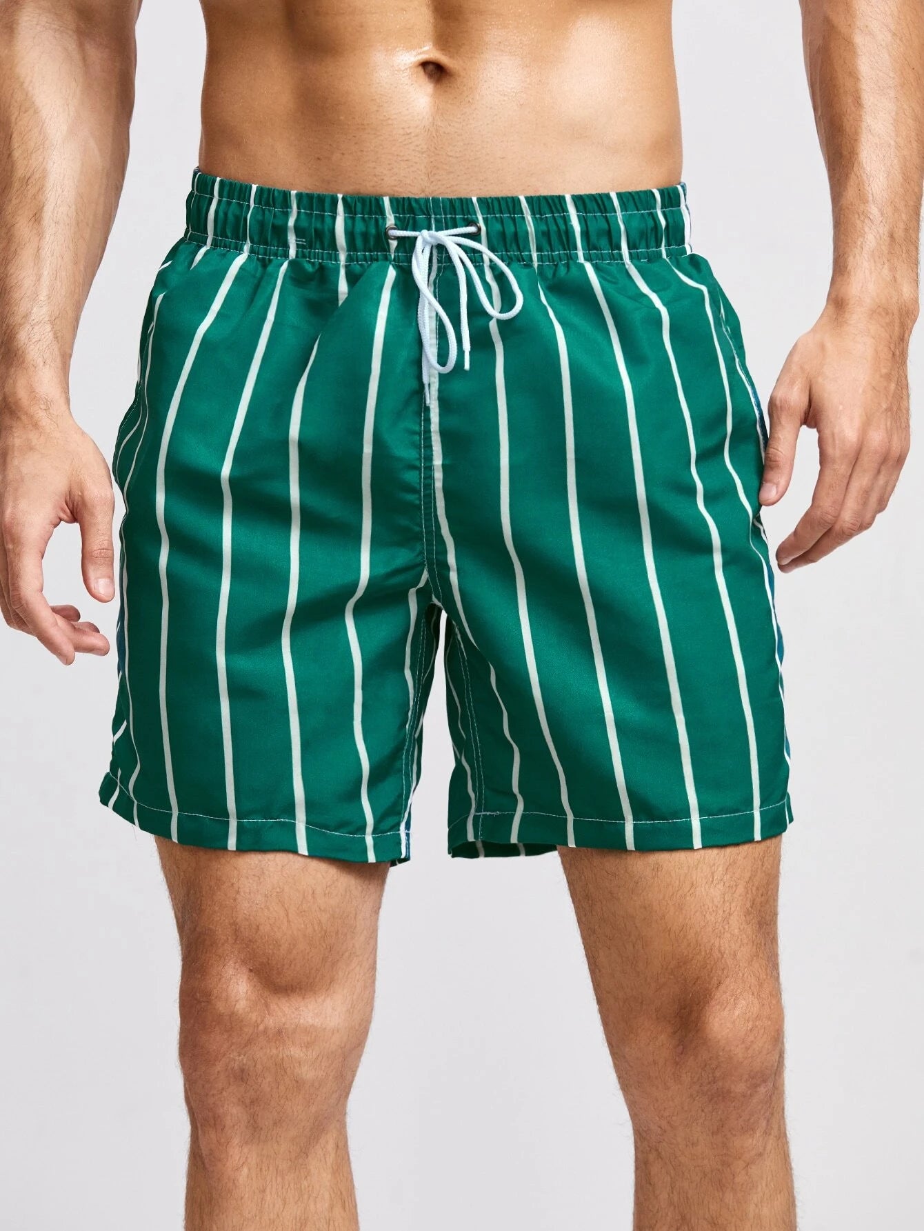 Retro Vertical Stripe Quick Dry Beach Shorts-Waves And Trunks