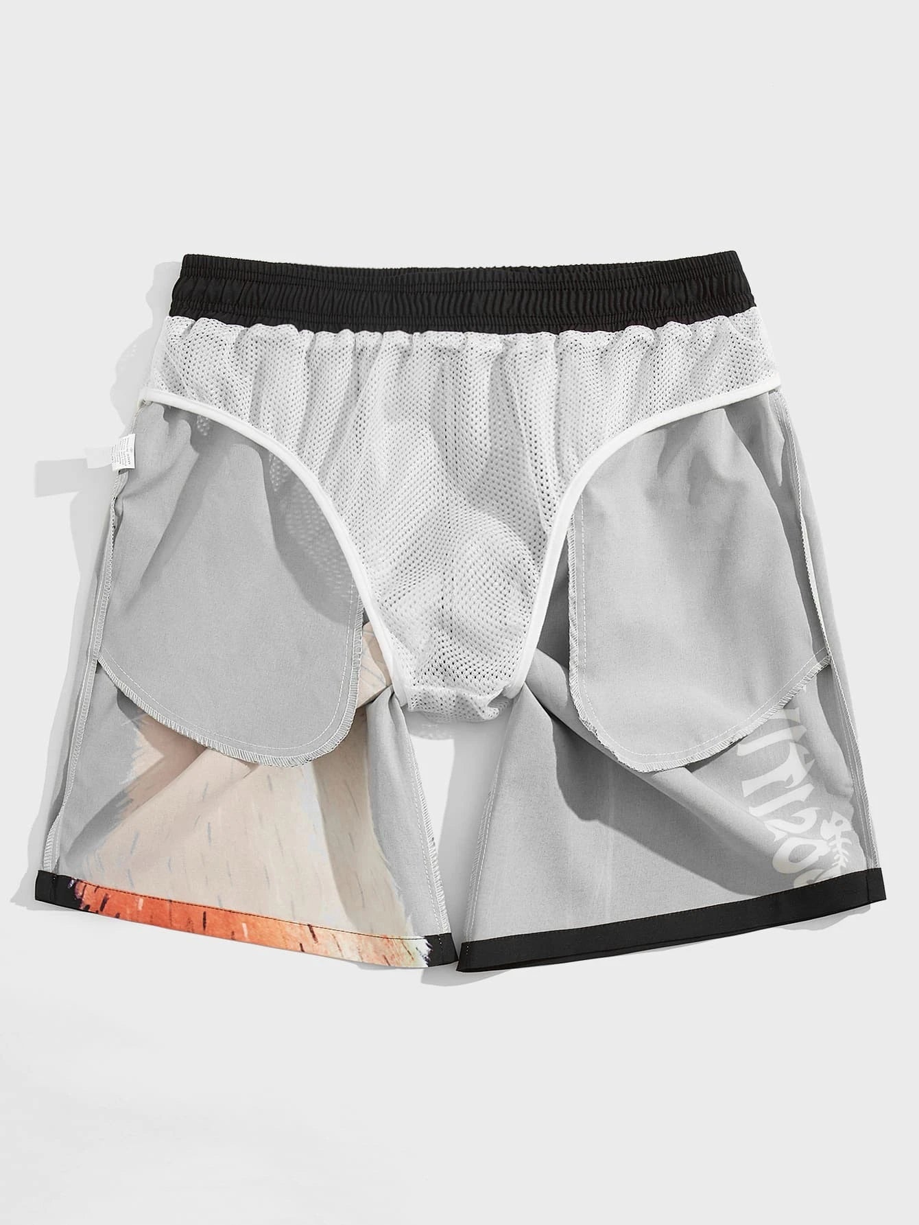 Cartoon Cat Print Swim Shorts-Waves And Trunks