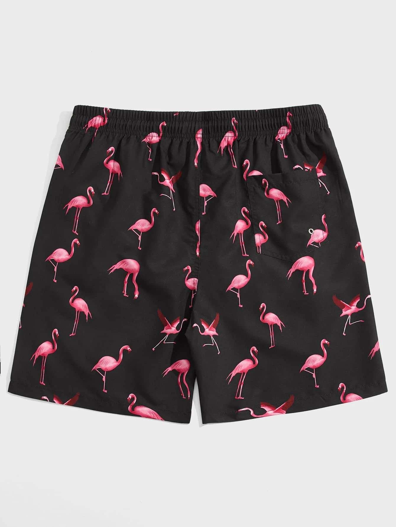 Flamingo Print Swim Trunks-Waves And Trunks