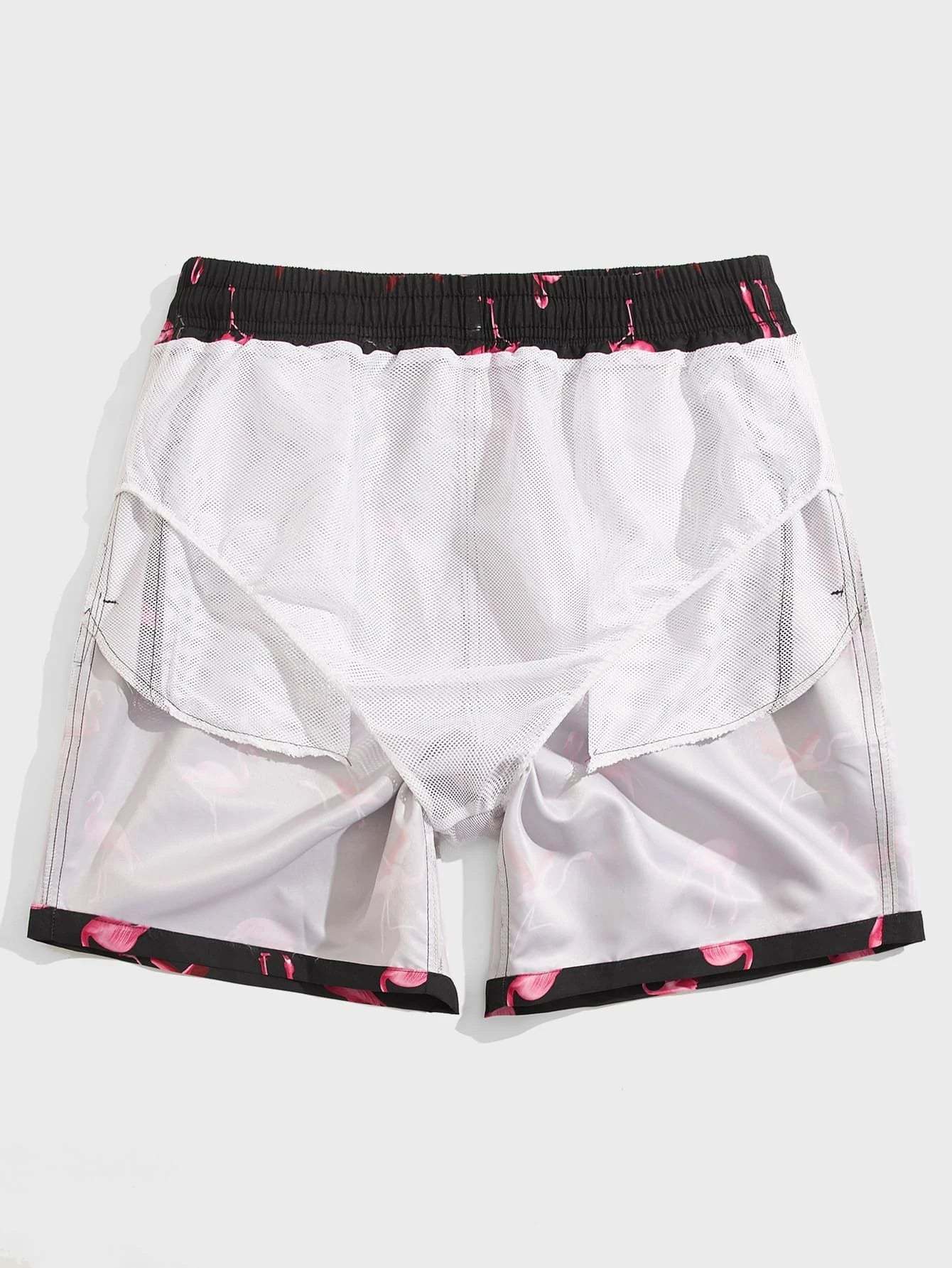 Flamingo Print Swim Trunks-Waves And Trunks