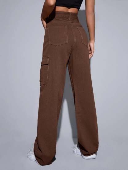 High Rise Cargo Jeans-Waves And Trunks