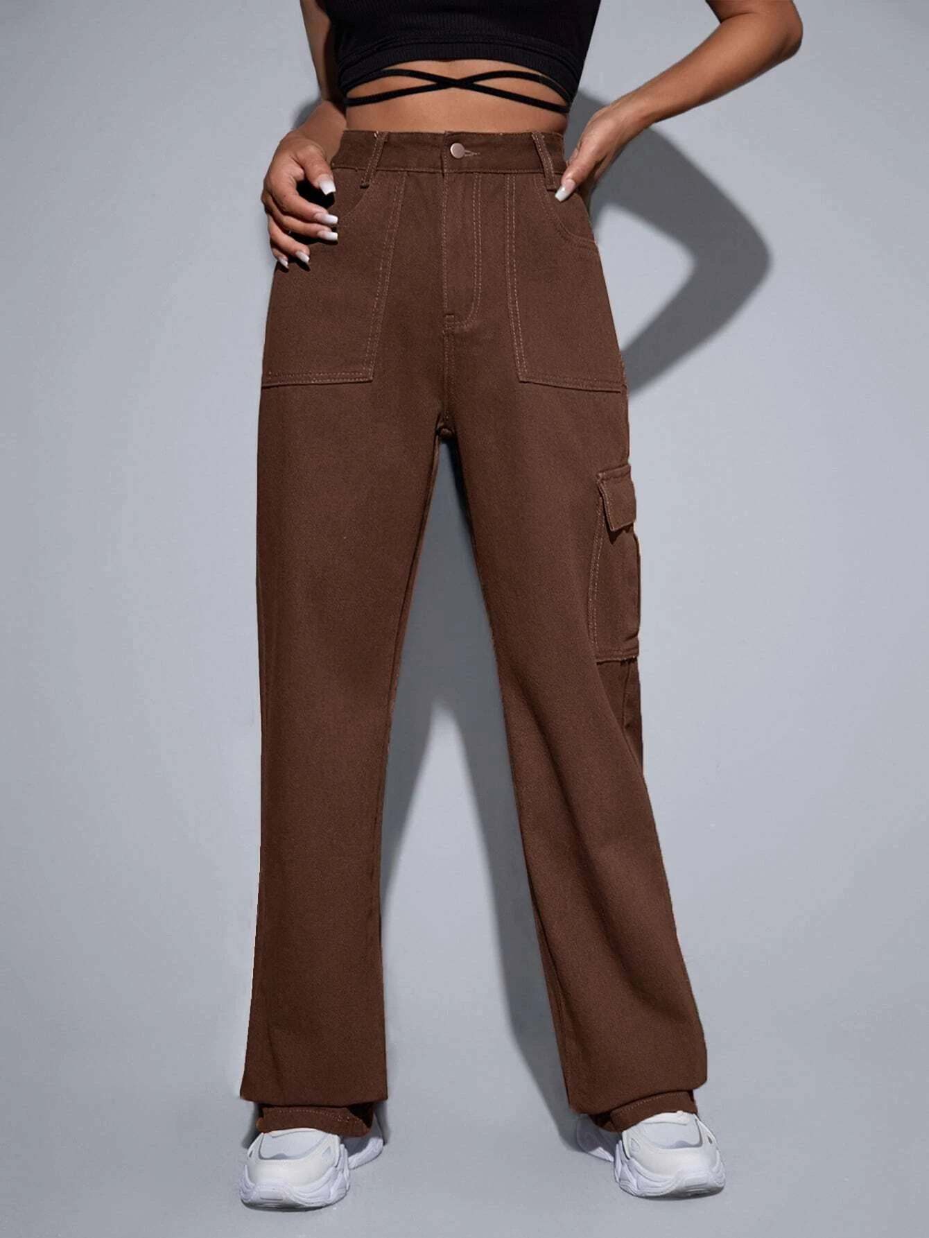 High Rise Cargo Jeans-Waves And Trunks