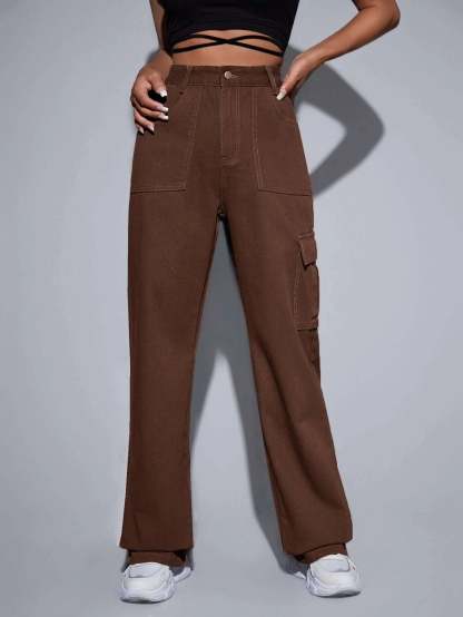 High Rise Cargo Jeans-Waves And Trunks