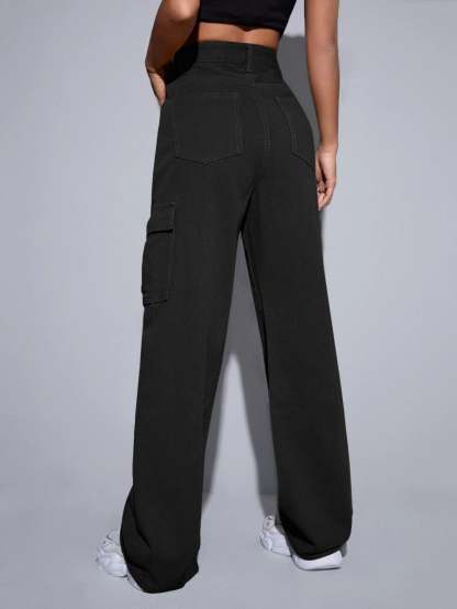 High Rise Cargo Jeans-Waves And Trunks