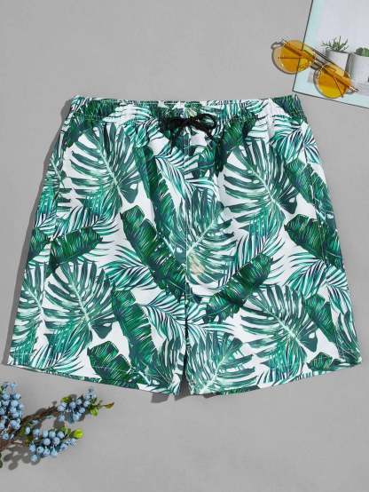 Dual Tone Print Swim Trunks-Waves And Trunks