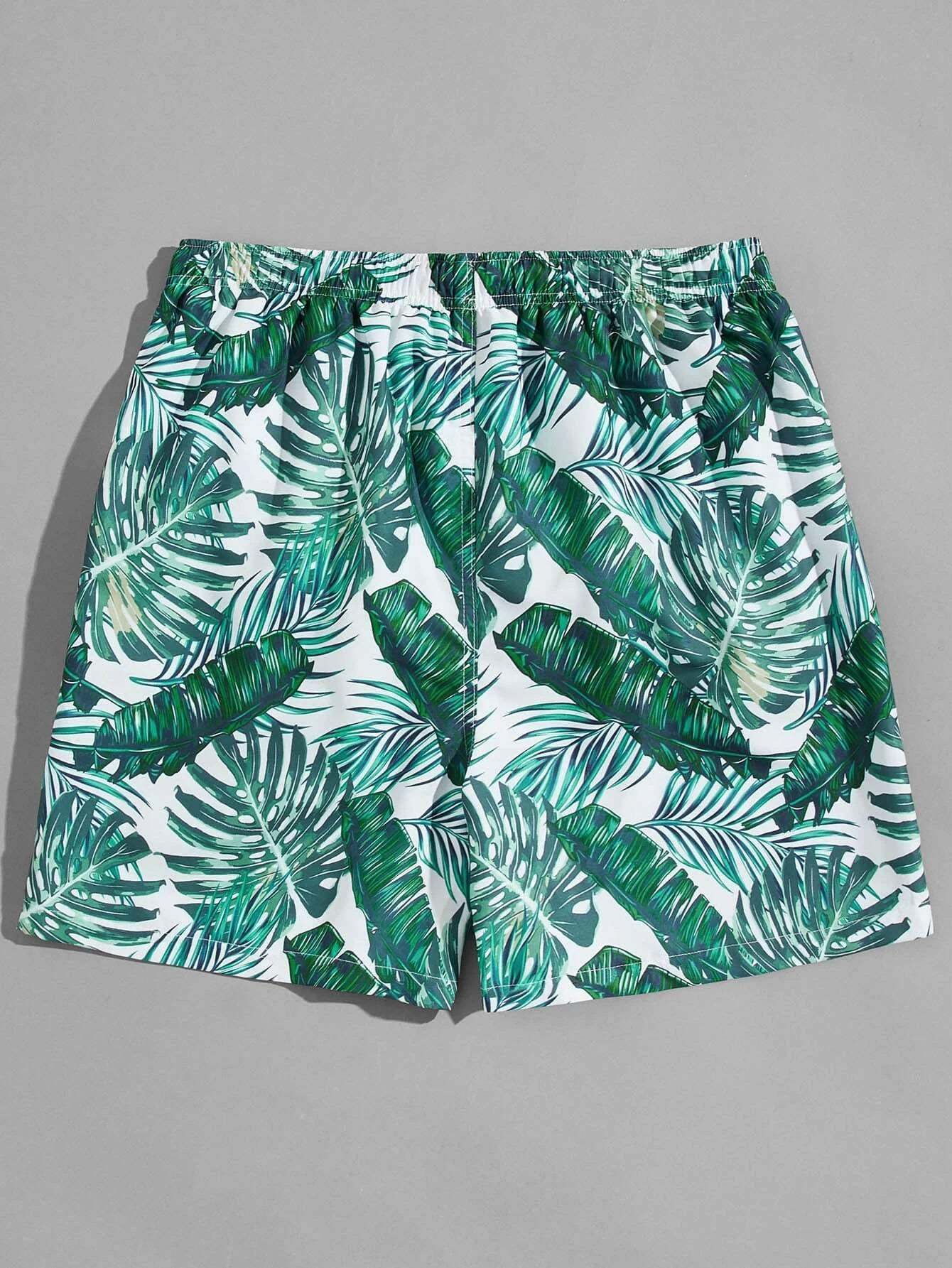 Dual Tone Print Swim Trunks-Waves And Trunks