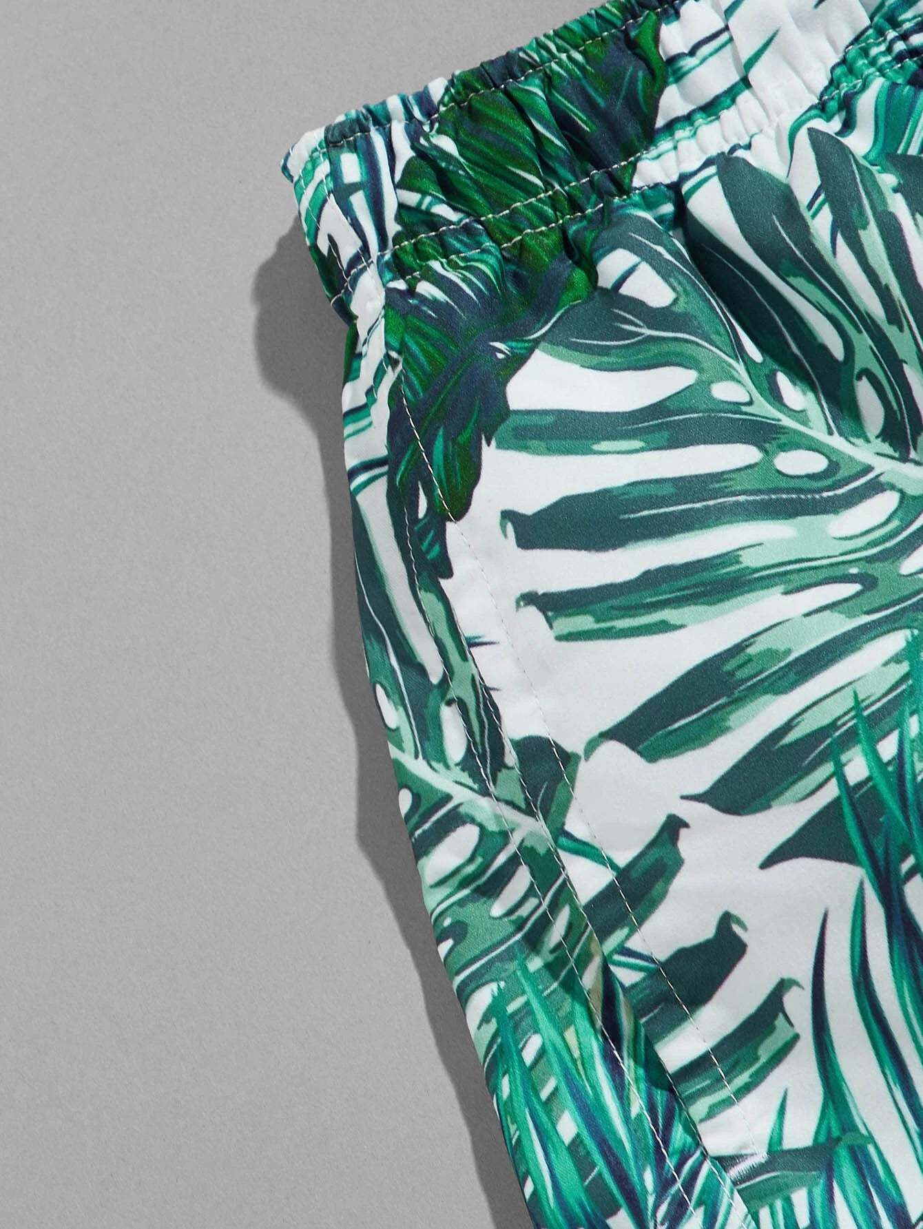 Dual Tone Print Swim Trunks-Waves And Trunks