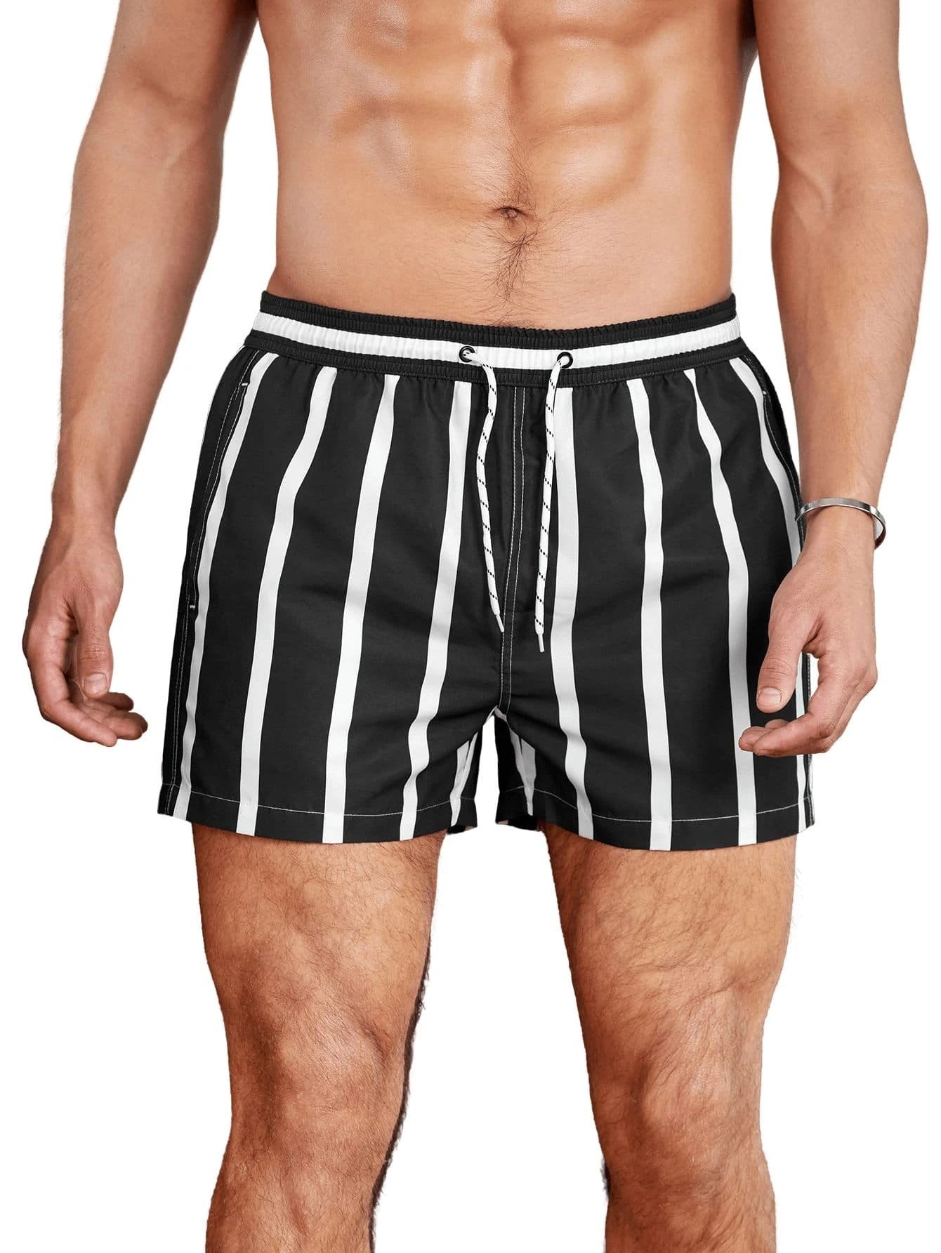 Printed Stripes Beach Shorts-Waves And Trunks