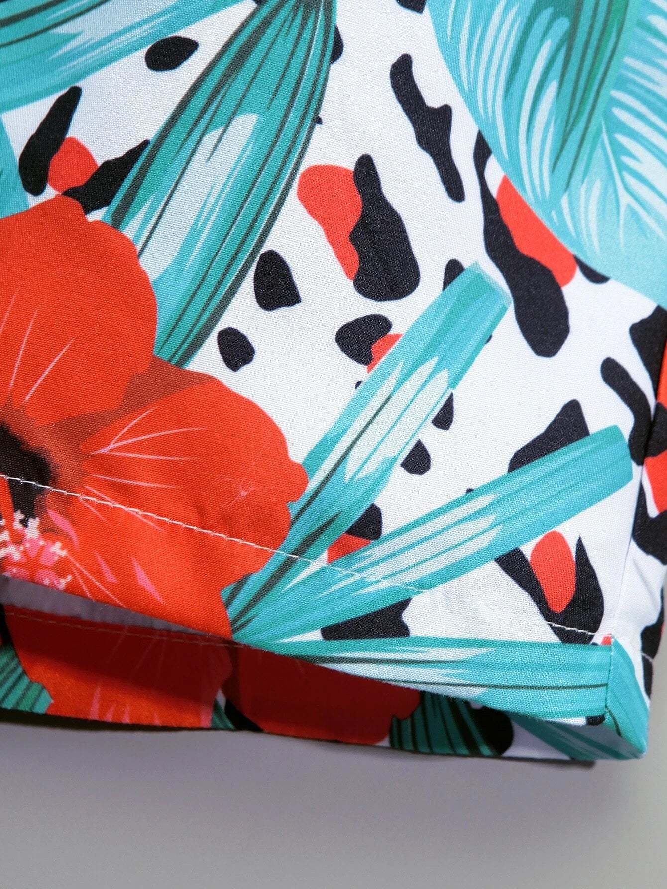 Striped And Tropical Print Swim Shorts-Waves And Trunks