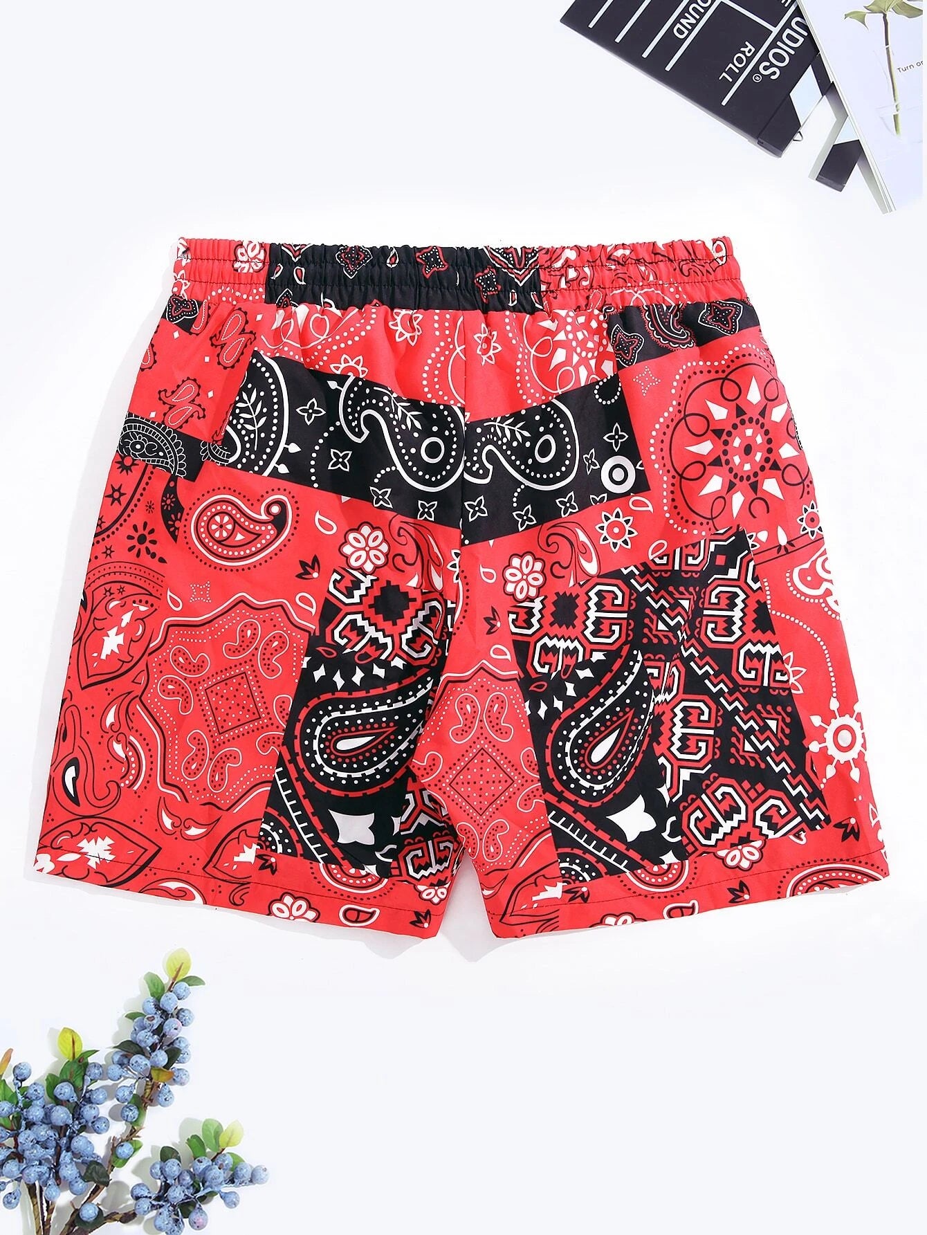 Random Paisley Print Swim Trunks-Waves And Trunks