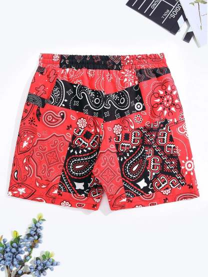 Random Paisley Print Swim Trunks-Waves And Trunks