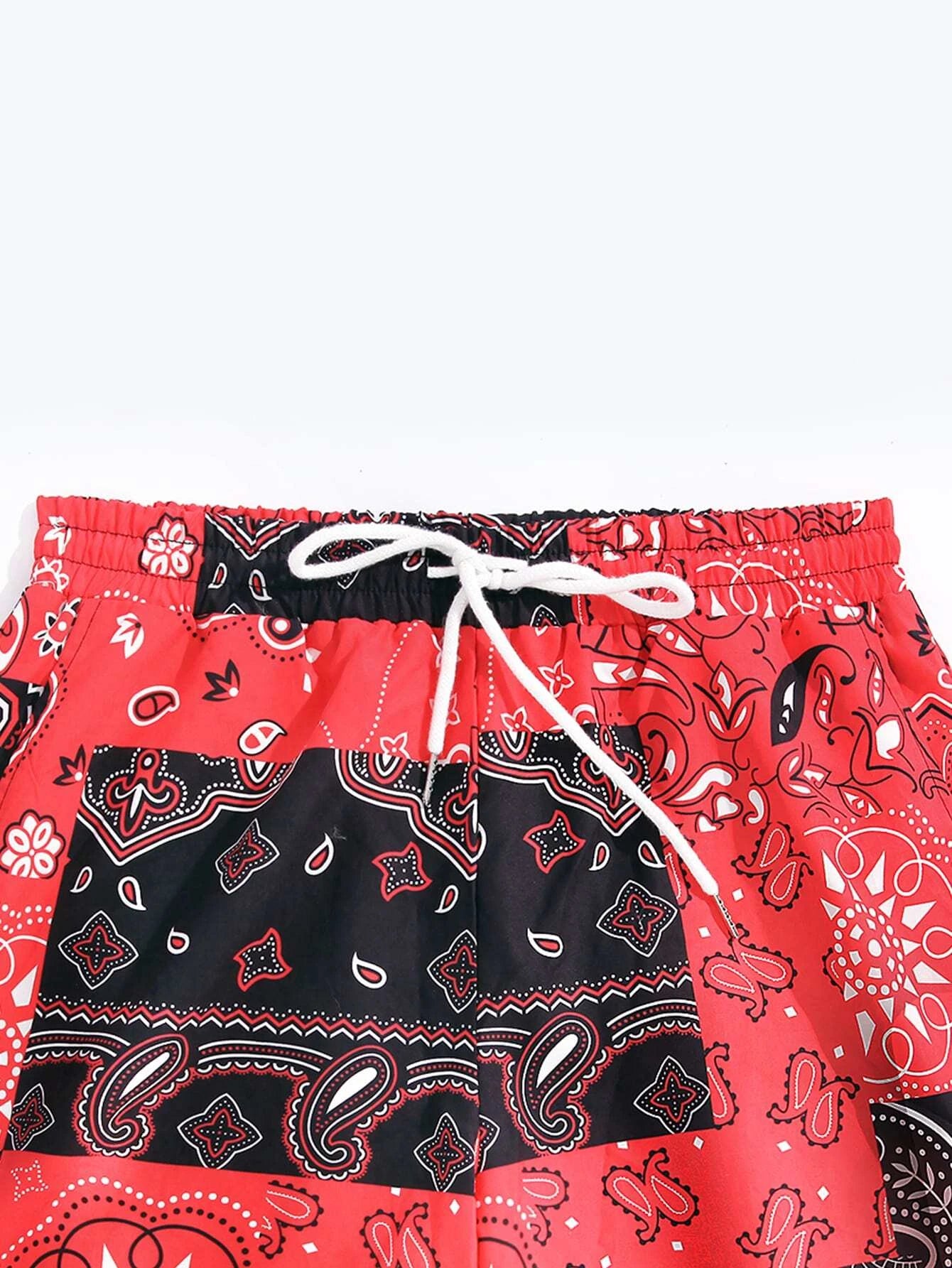 Random Paisley Print Swim Trunks-Waves And Trunks