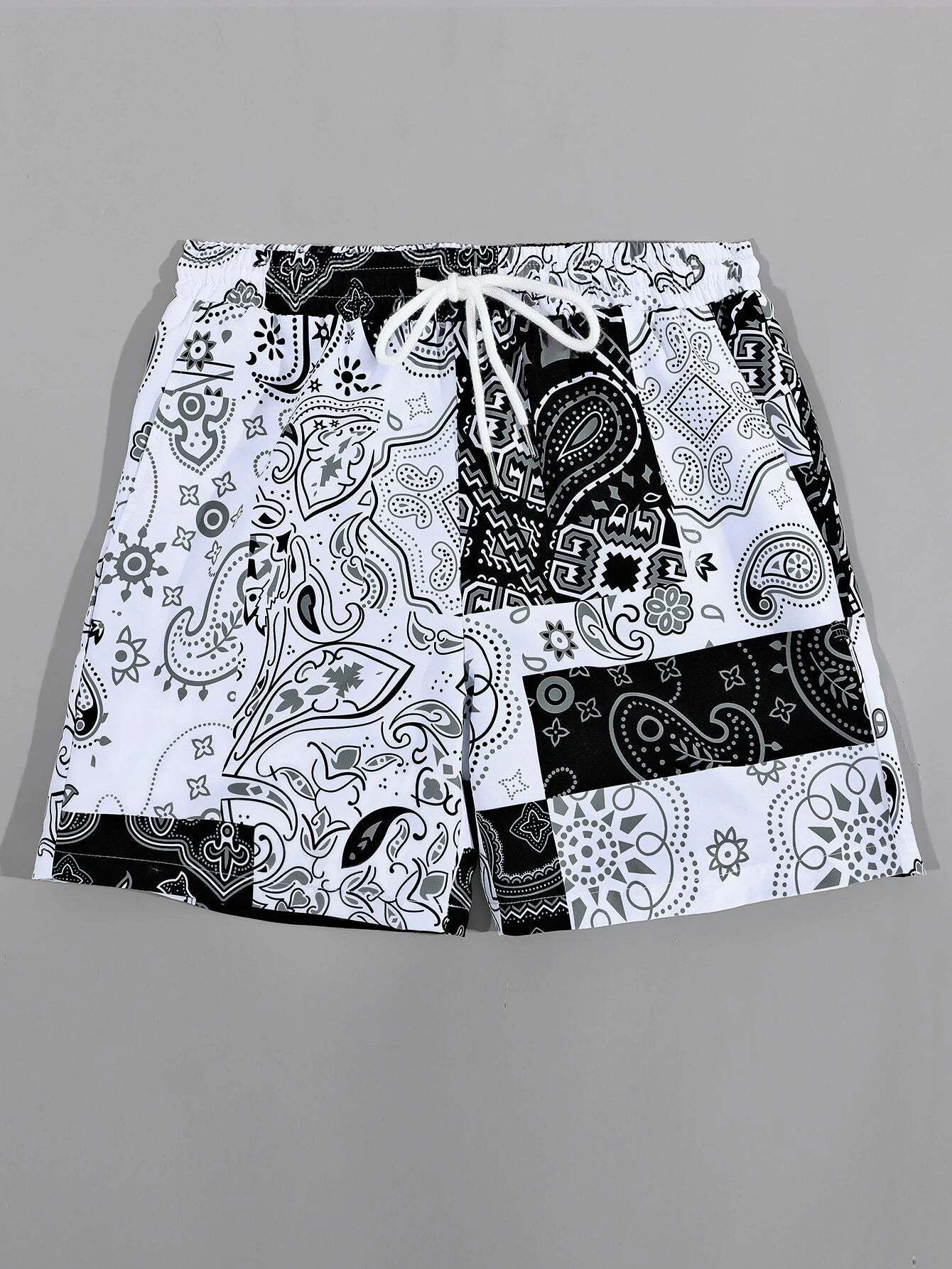 Random Paisley Print Swim Trunks-Waves And Trunks