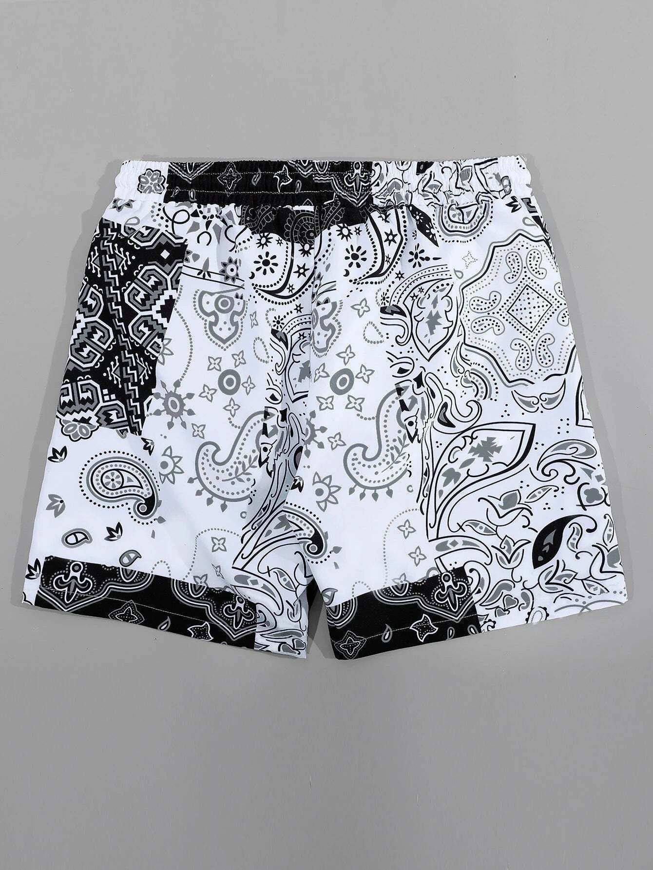 Random Paisley Print Swim Trunks-Waves And Trunks