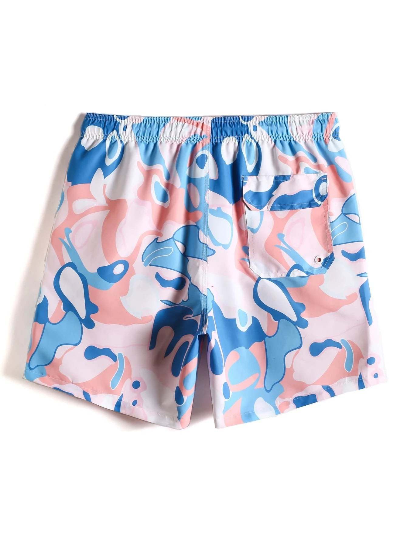 Allover Print Letter Patched Swim Trunks-Waves And Trunks