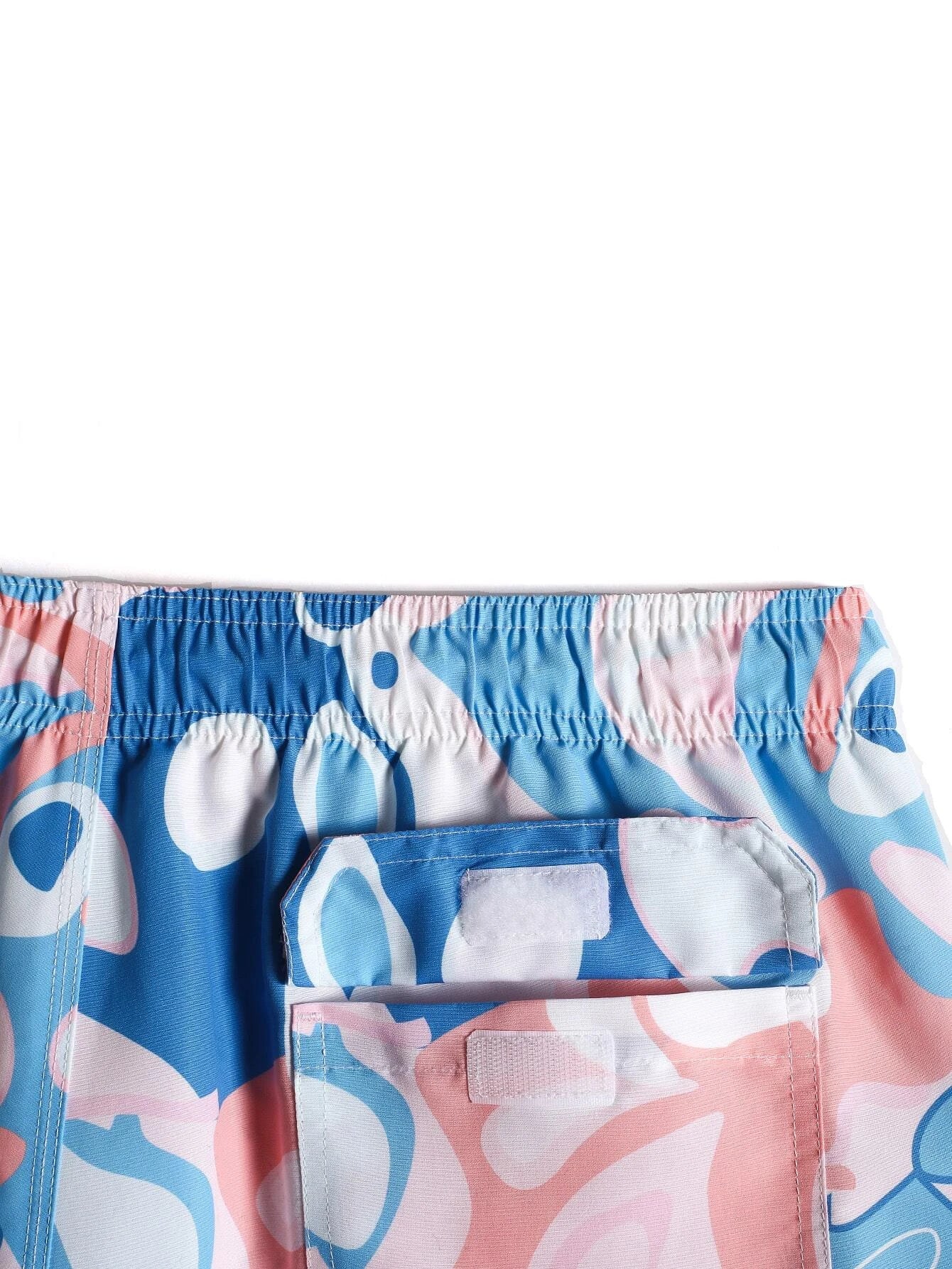 Letter Patched Allover Print Drawstring Swim Trunks-Waves And Trunks