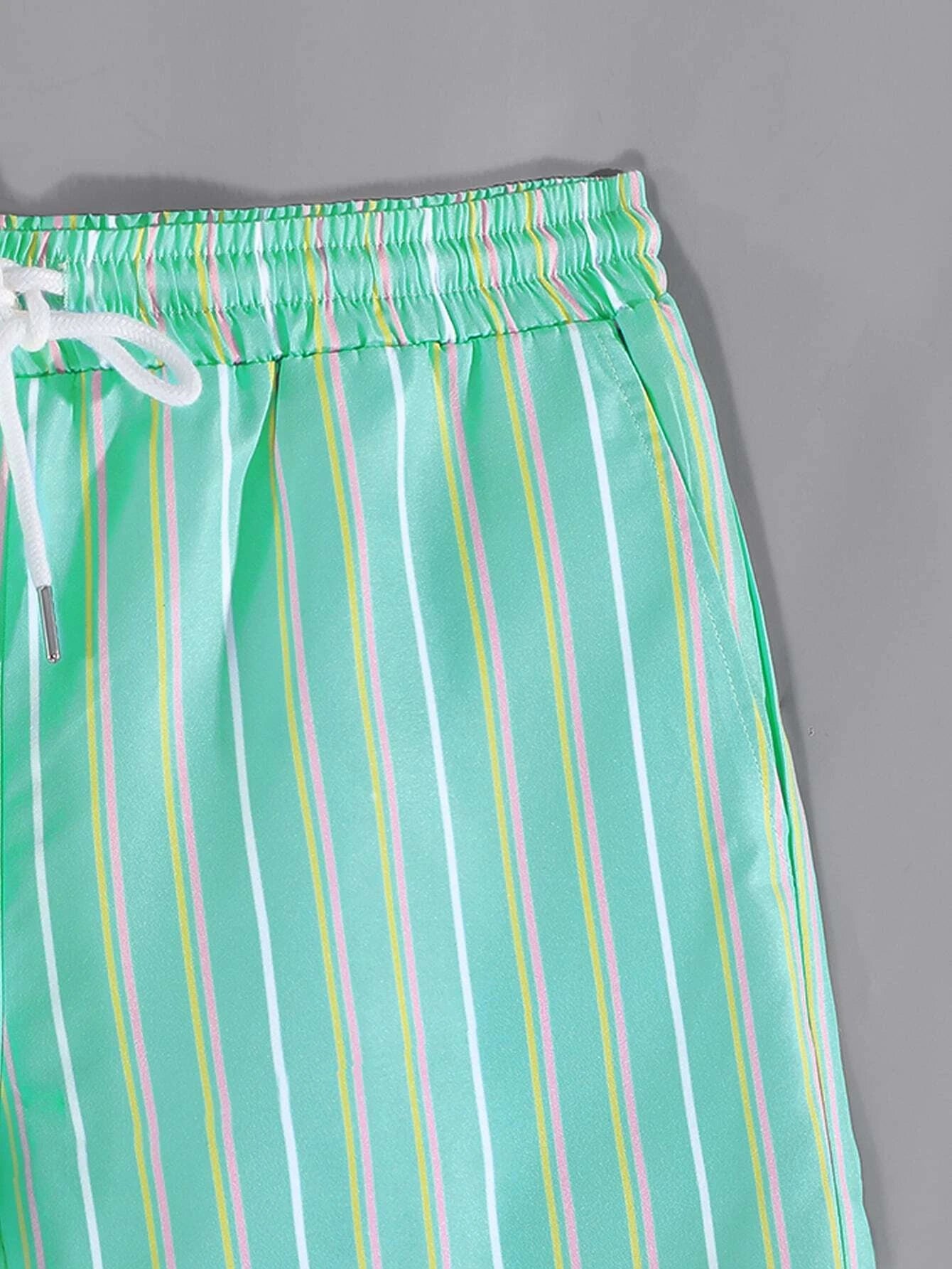 Striped Drawstring Versatile Shorts-Waves And Trunks