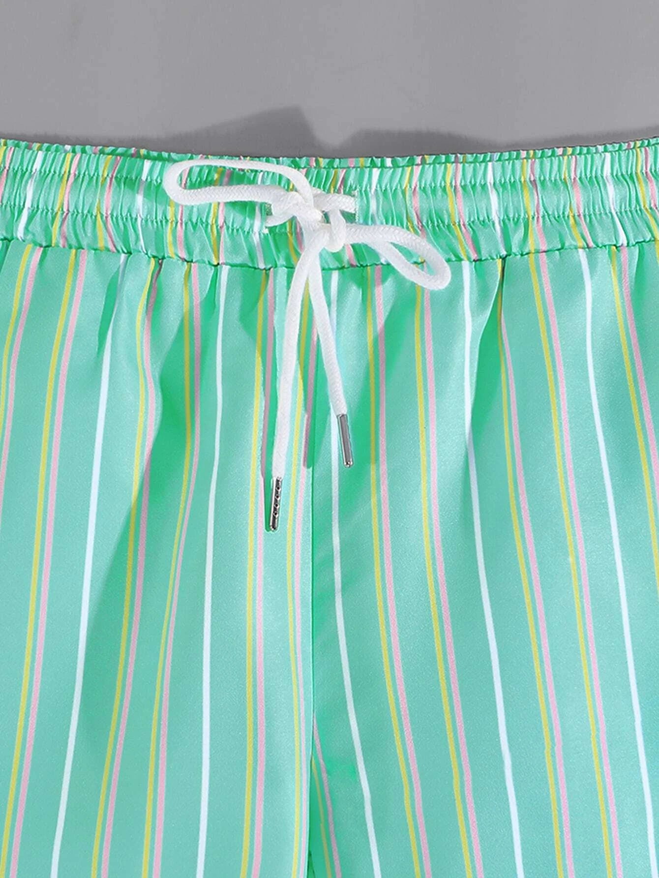 Striped Drawstring Versatile Shorts-Waves And Trunks