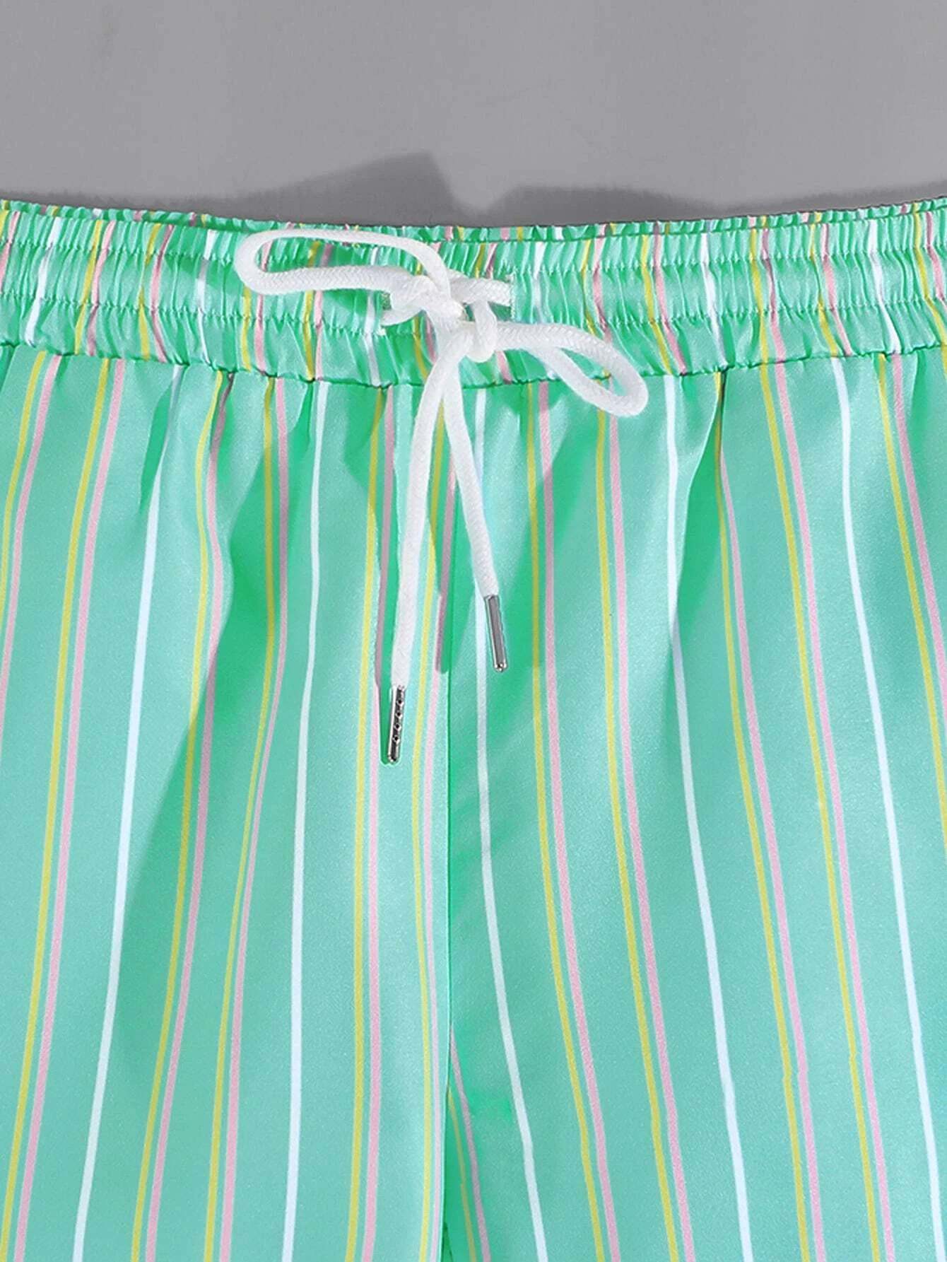 Striped Drawstring Versatile Shorts-Waves And Trunks