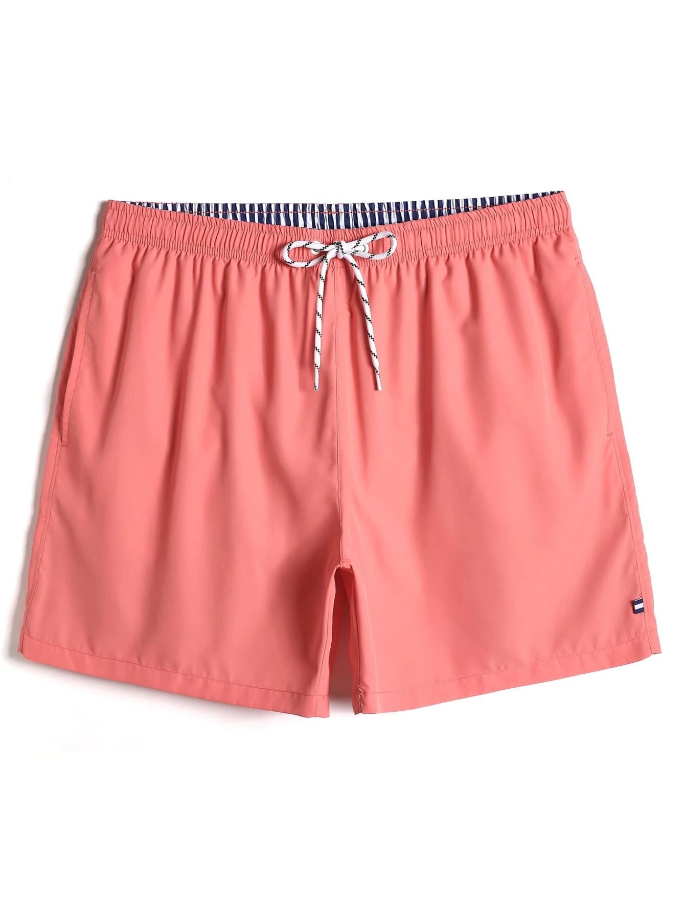 Plain Fabric Waist Swim Trunks-Waves And Trunks
