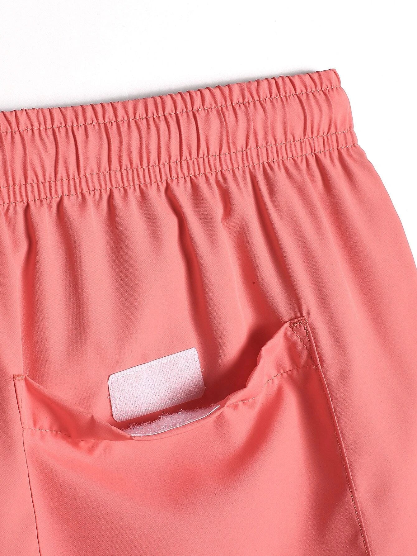 Plain Fabric Waist Swim Trunks-Waves And Trunks