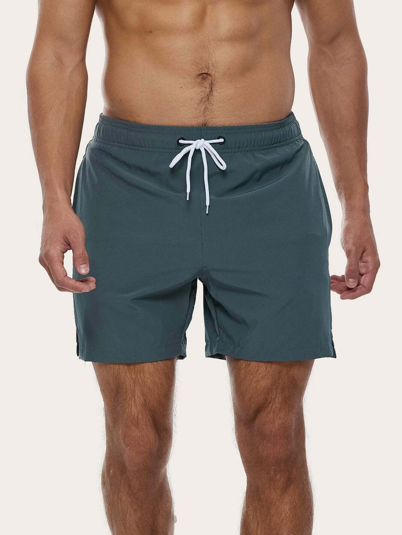 Drawstring Waist Swim Trunks-Waves And Trunks