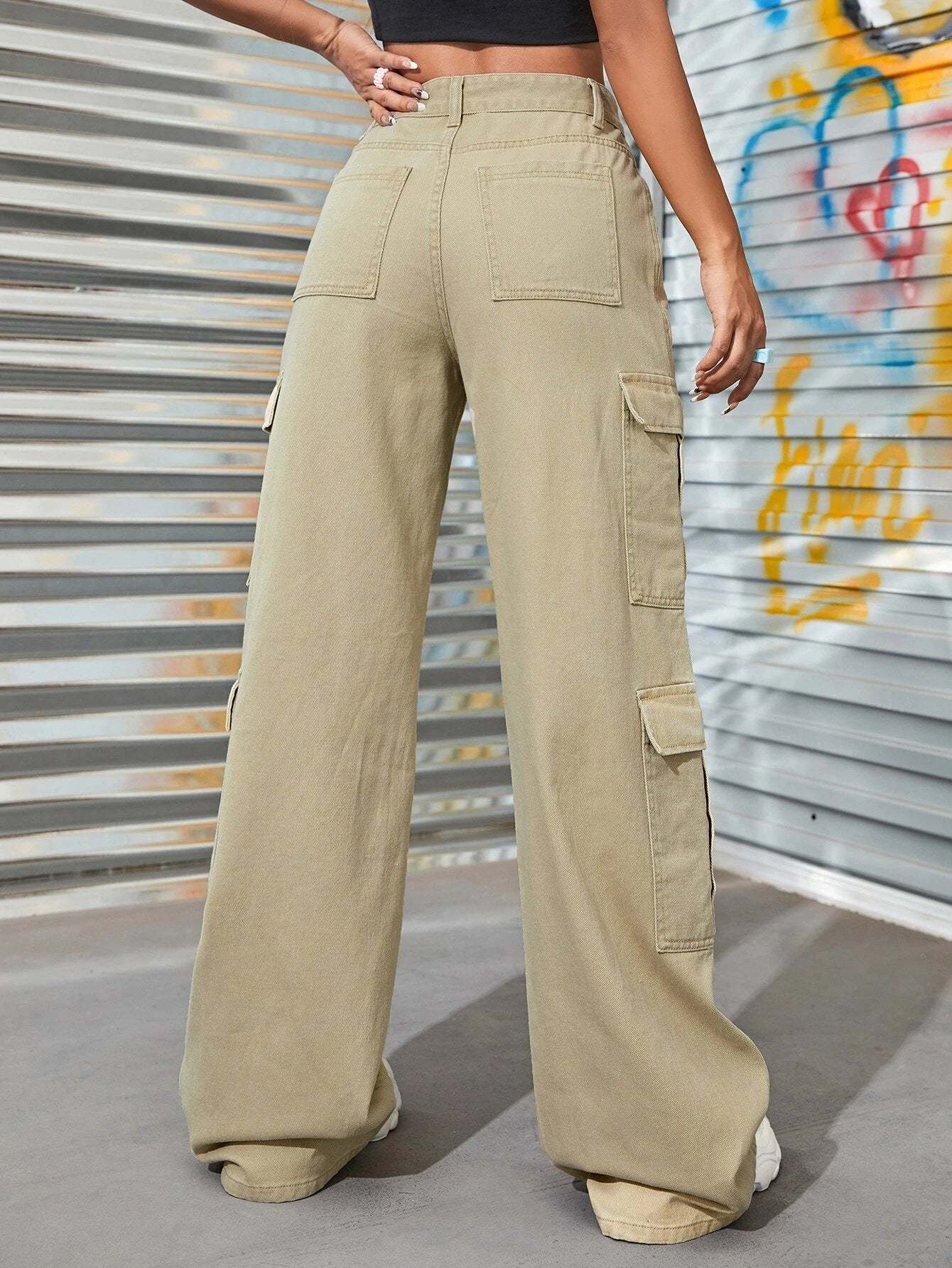 Zipper Fly Flap Pocket Jeans-Waves And Trunks