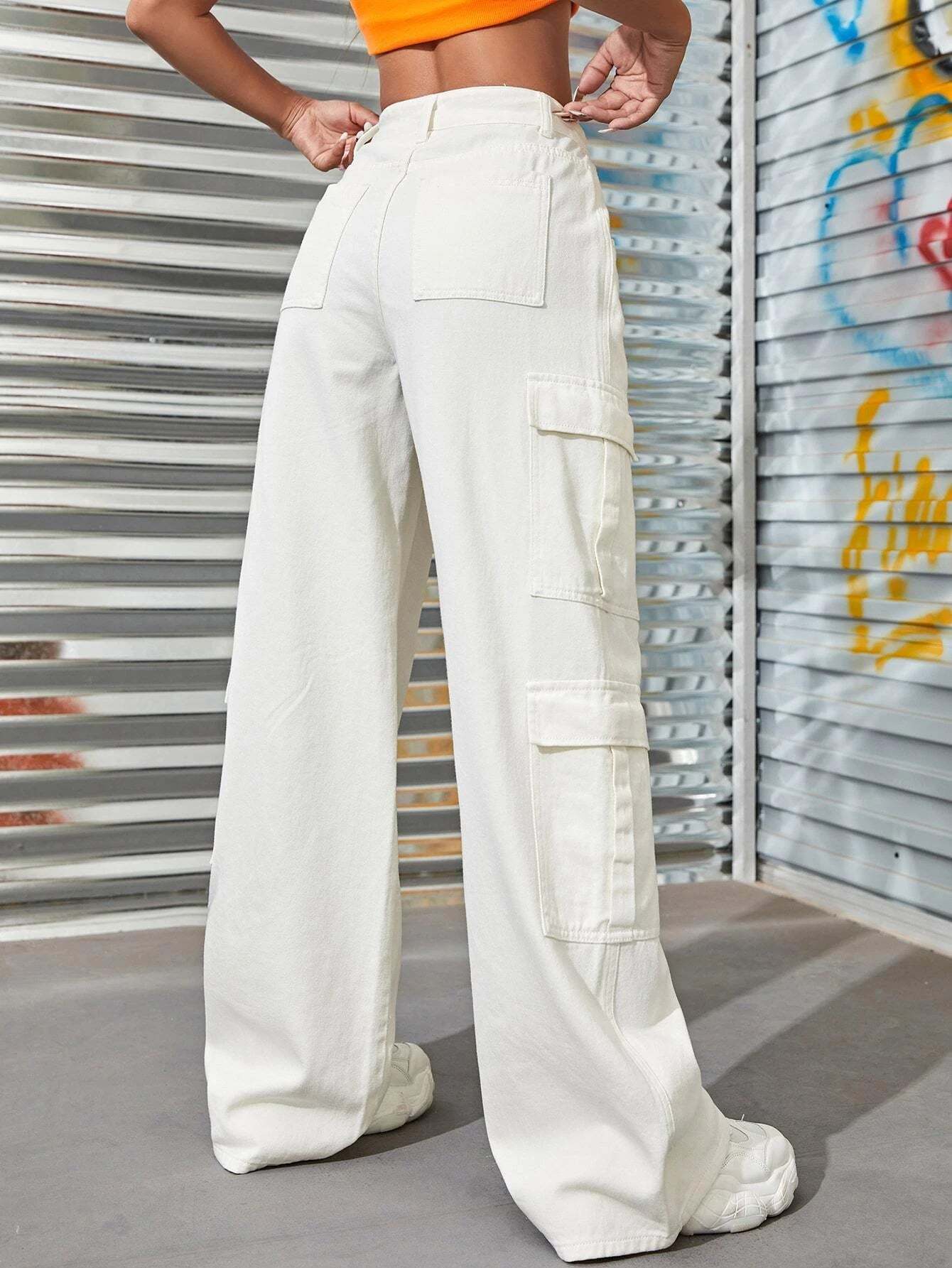 Zipper Fly Flap Pocket Jeans-Waves And Trunks