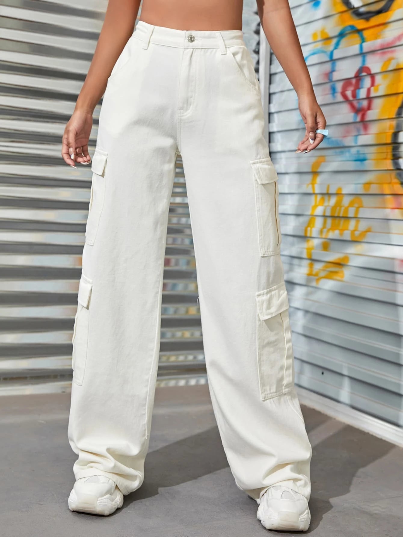 Zipper Fly Flap Pocket Jeans-Waves And Trunks