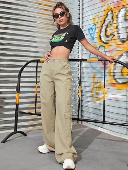 Zipper Fly Flap Pocket Jeans-Waves And Trunks