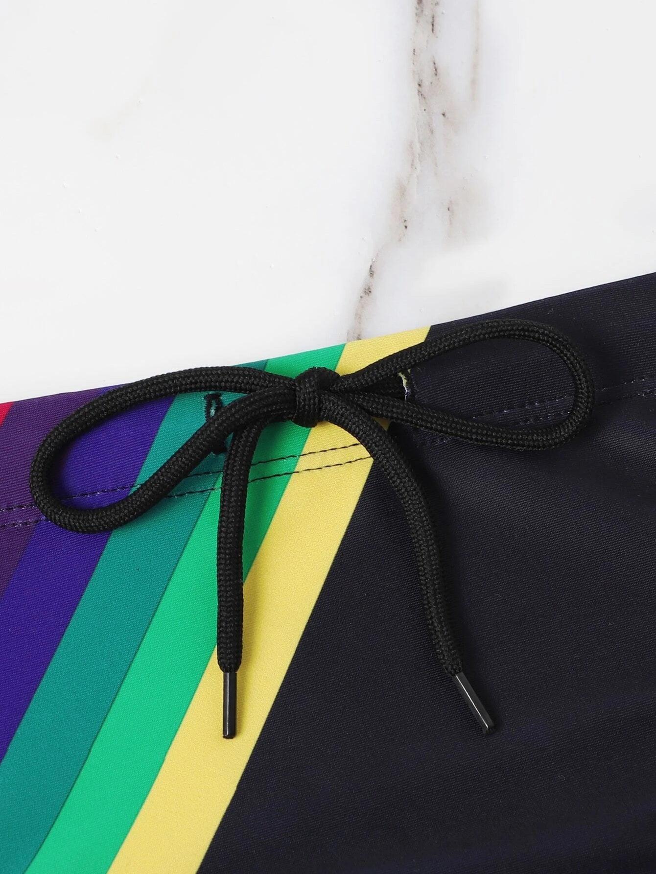 Rainbow Striped Print Swim Brief-Waves And Trunks