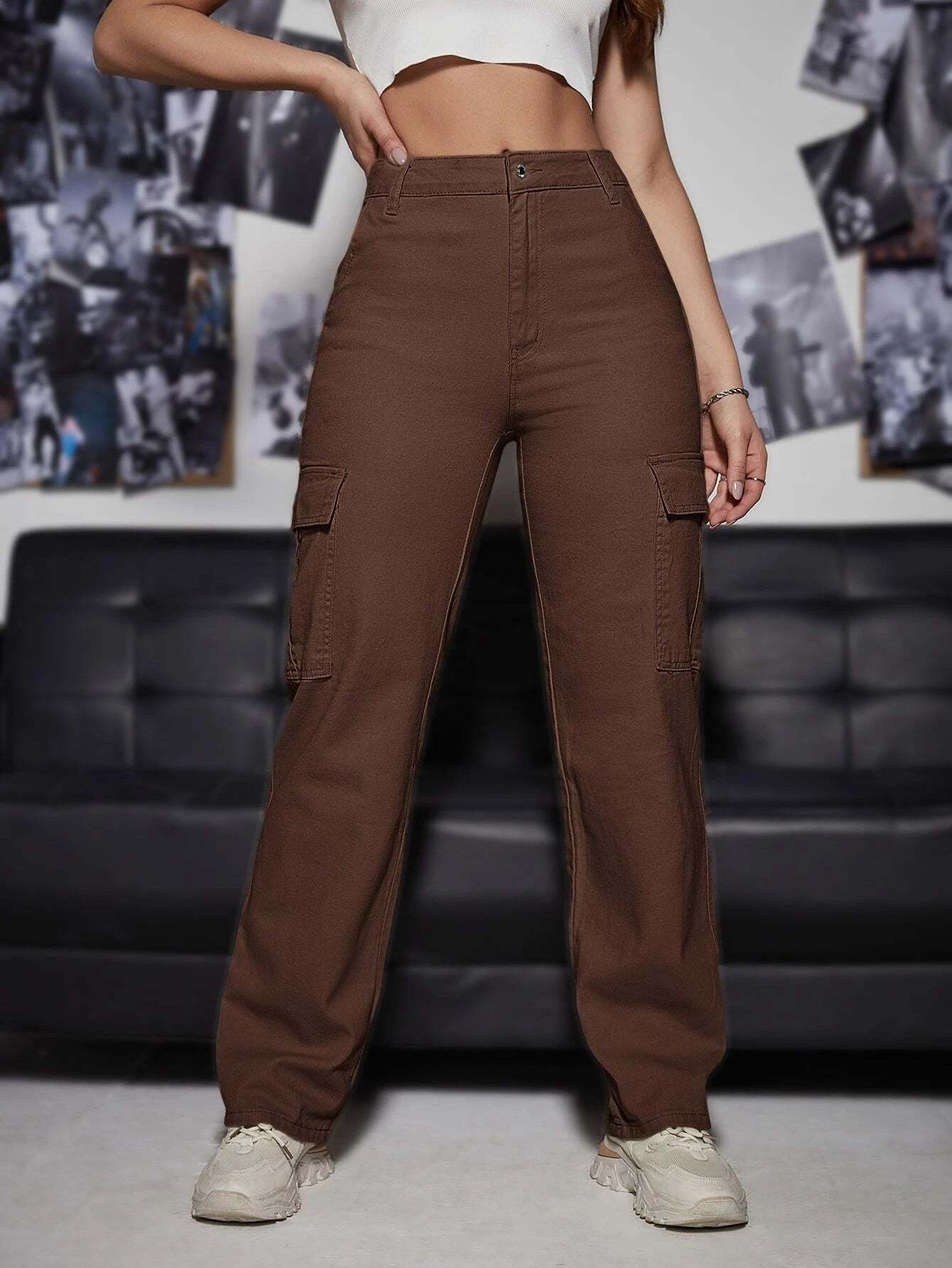 High Rise Cargo Jeans-Waves And Trunks