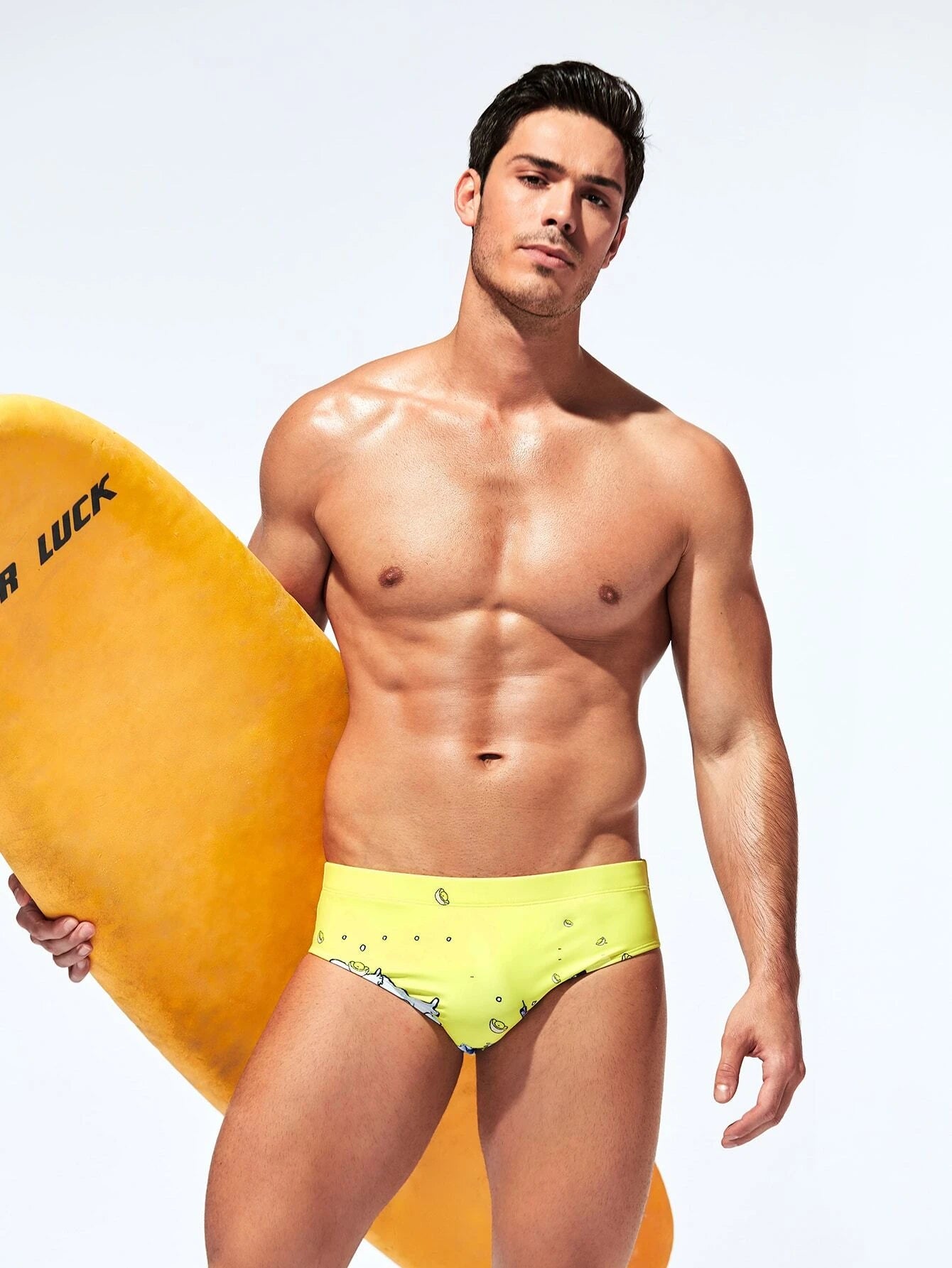 Cartoon Graphic Swim Brief-Waves And Trunks