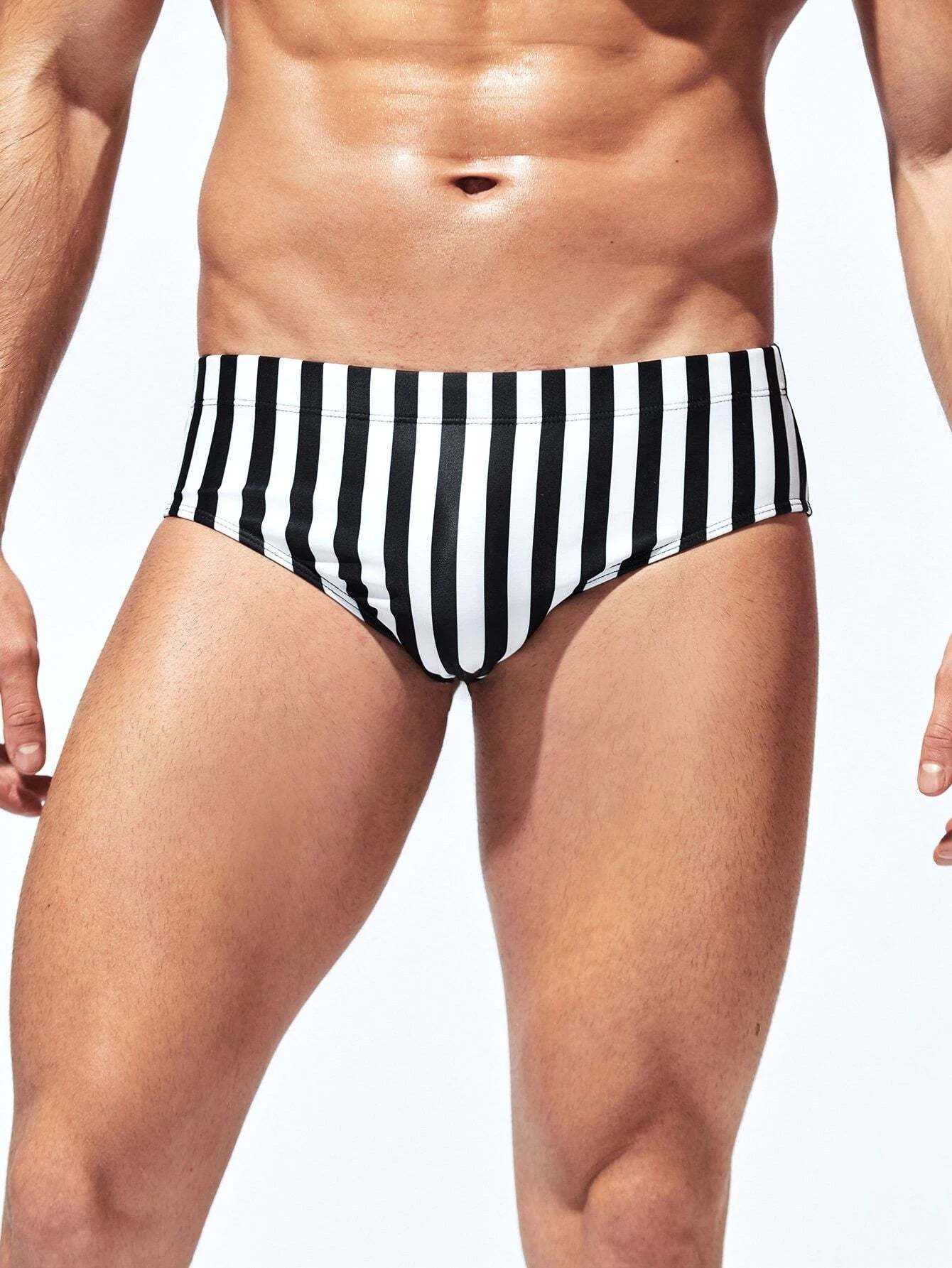 Patterned Stripe Swim Briefs-Waves And Trunks