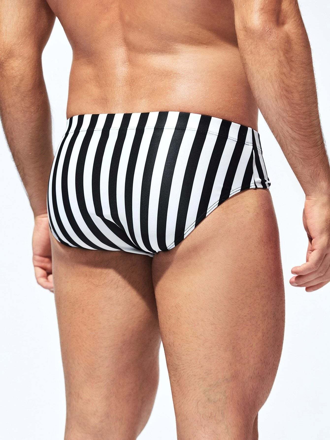Patterned Stripe Swim Briefs-Waves And Trunks
