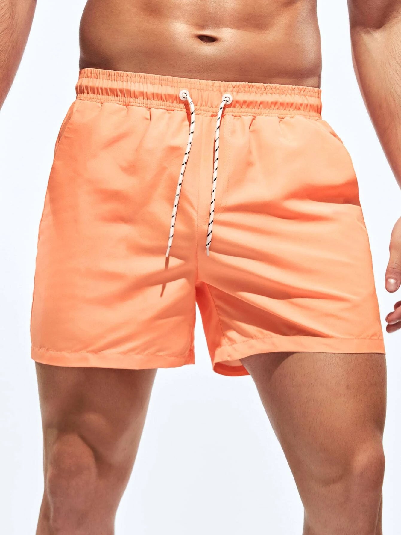 Drawstring Pocket Non Stretch Swim Trunks-Waves And Trunks