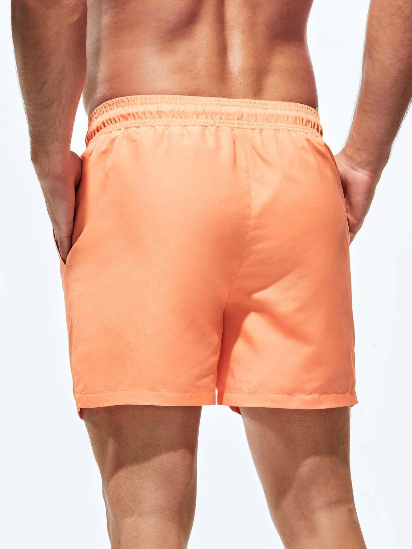 Drawstring Pocket Non Stretch Swim Trunks-Waves And Trunks