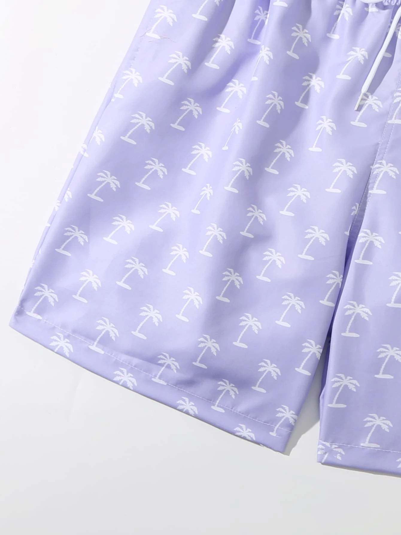 Tropical Print Drawstring Waist Swim Trunks-Waves And Trunks